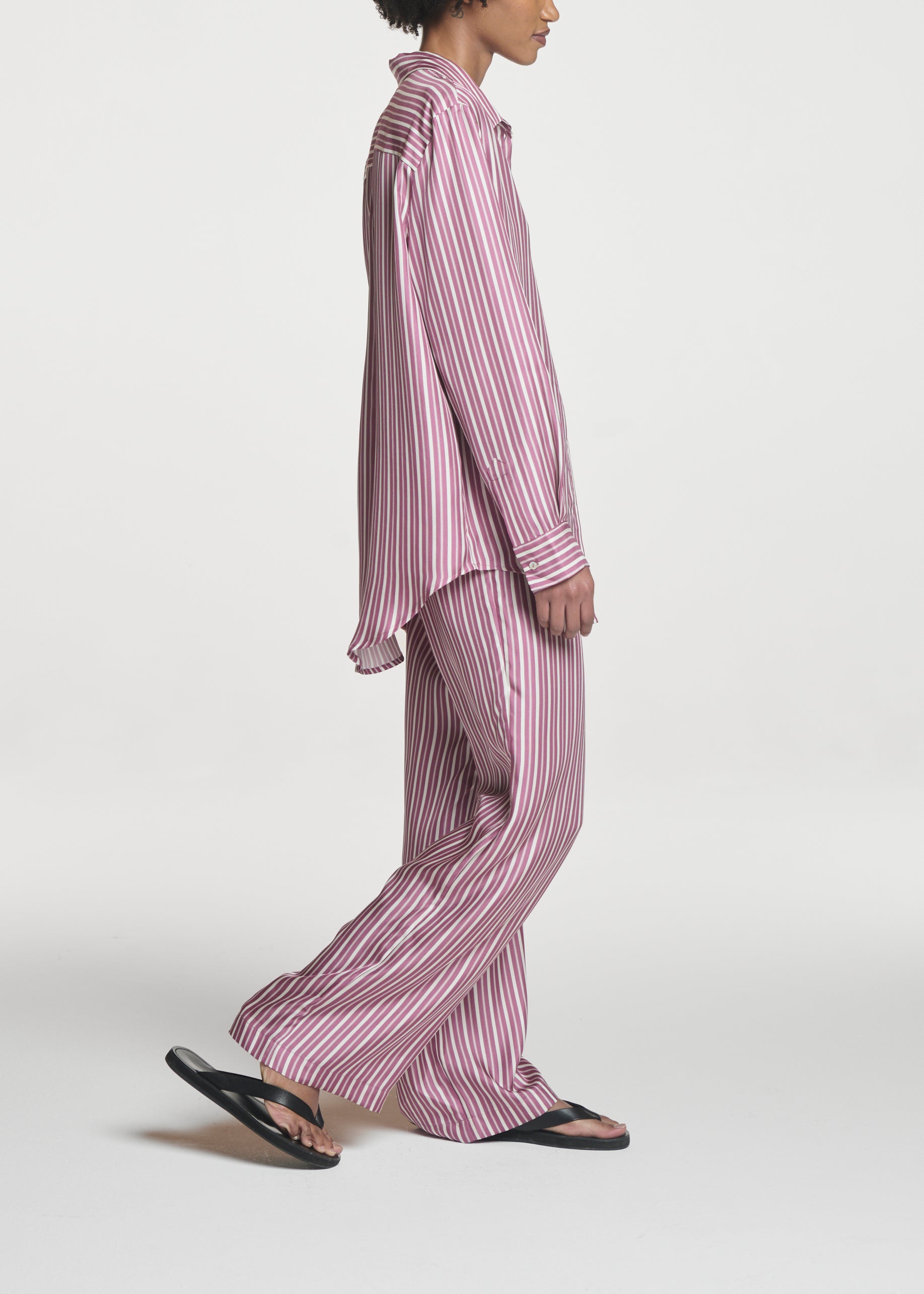 Aurelia Trouser Rose Pink Stripe Silk Twill