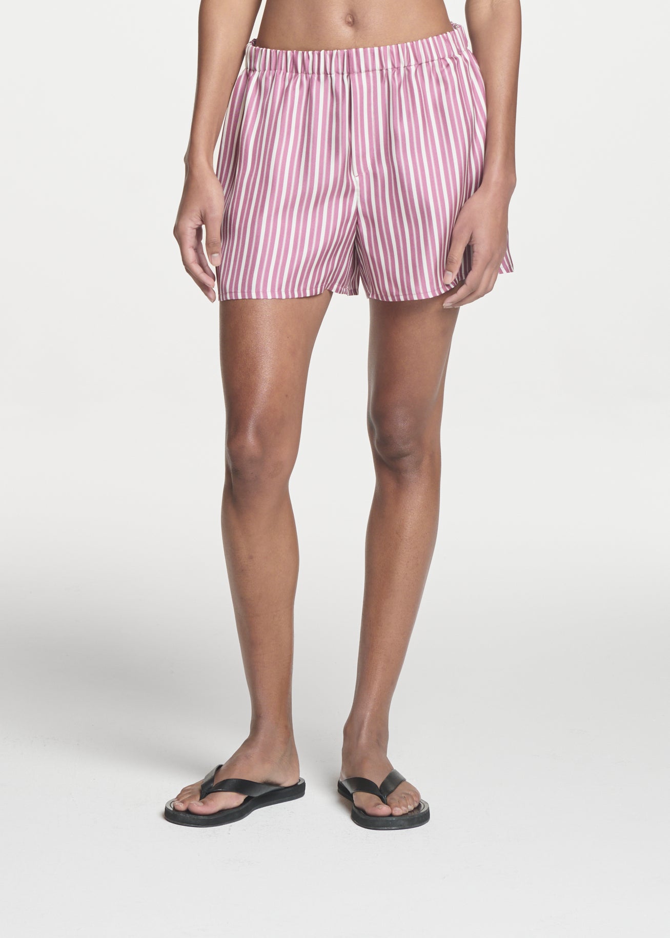 Franca Short Rose Pink Stripe Silk Twill