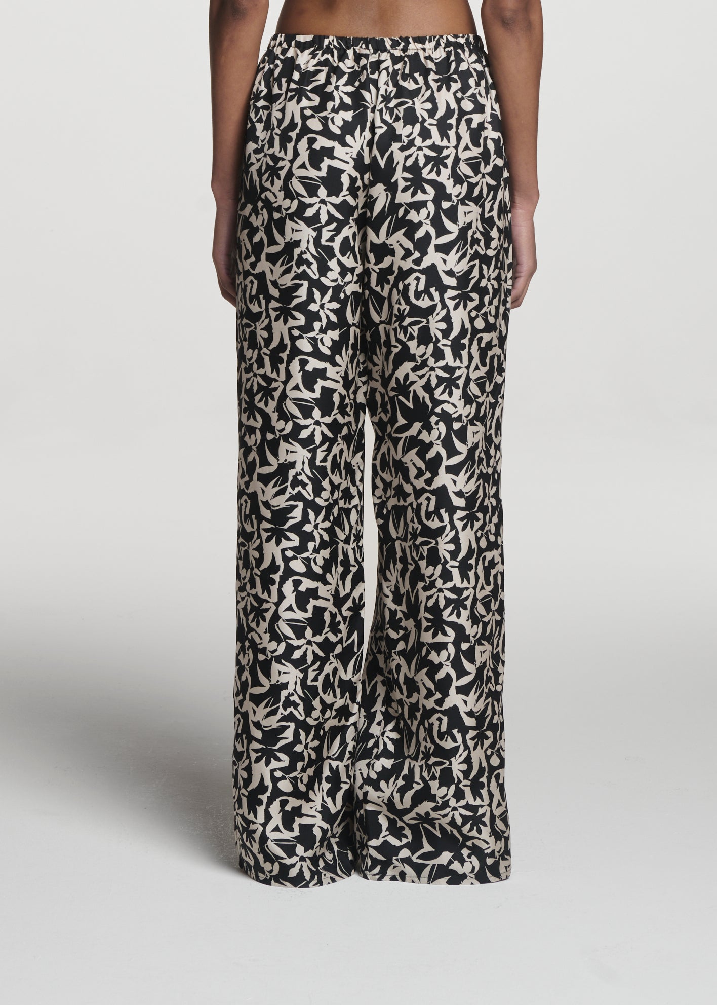Loreto Trouser Abstract Garden Black Silk Twill