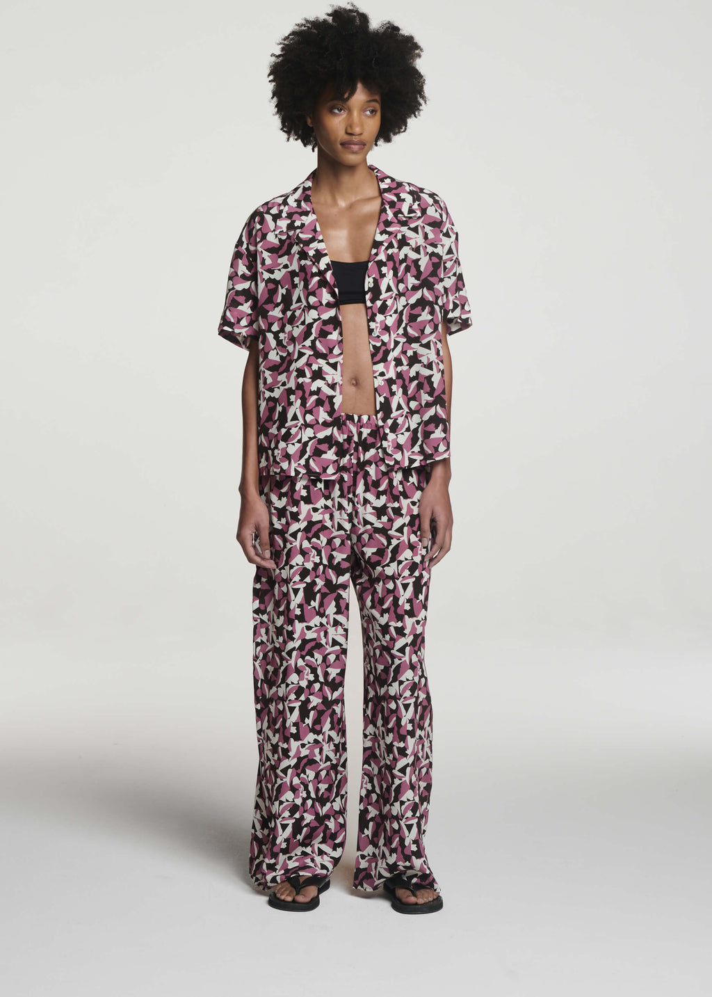 Austin Trouser Botanical Rose Pink Silk Crepe