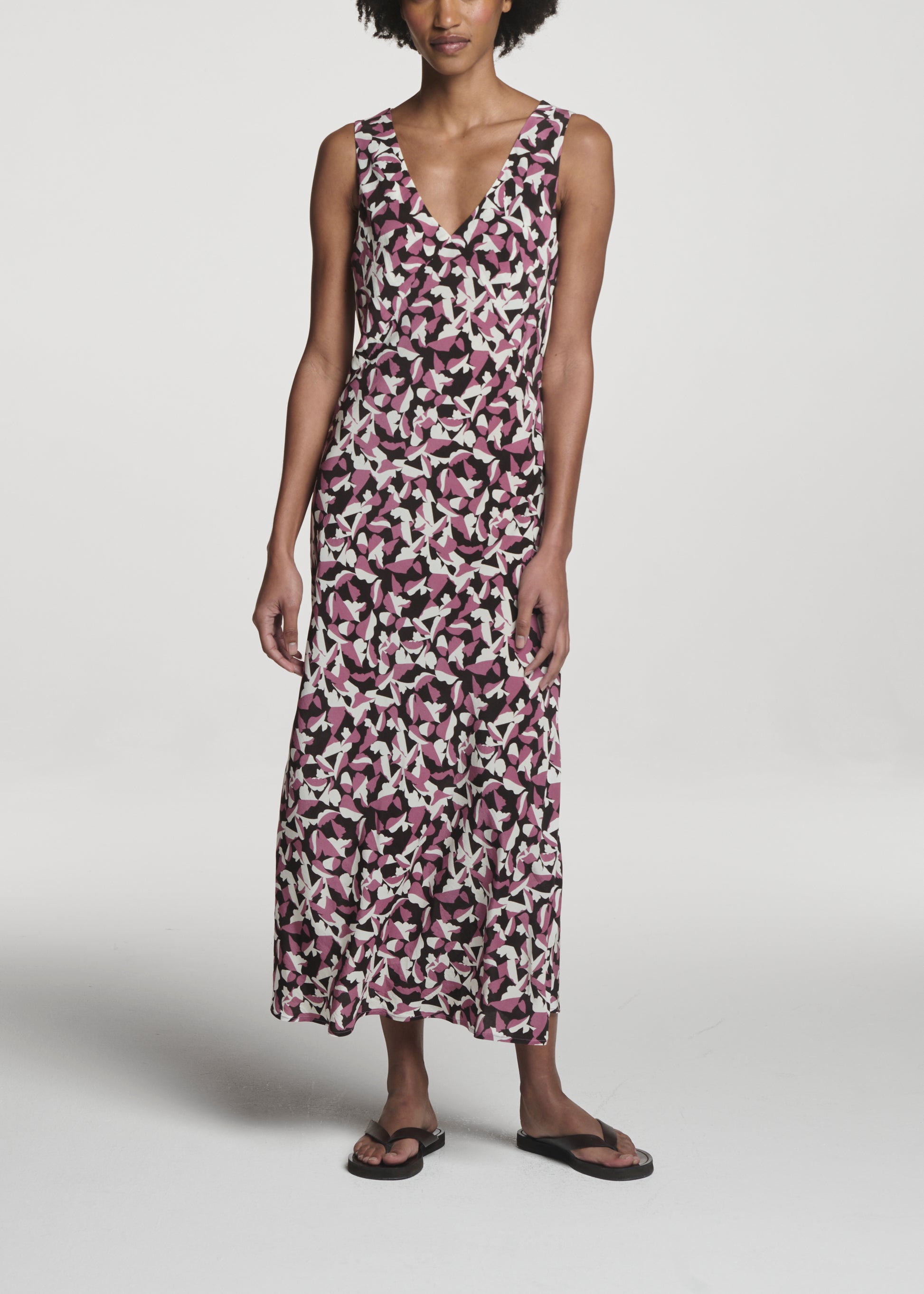 Provence Dress Botanical Rose Pink Silk Crepe