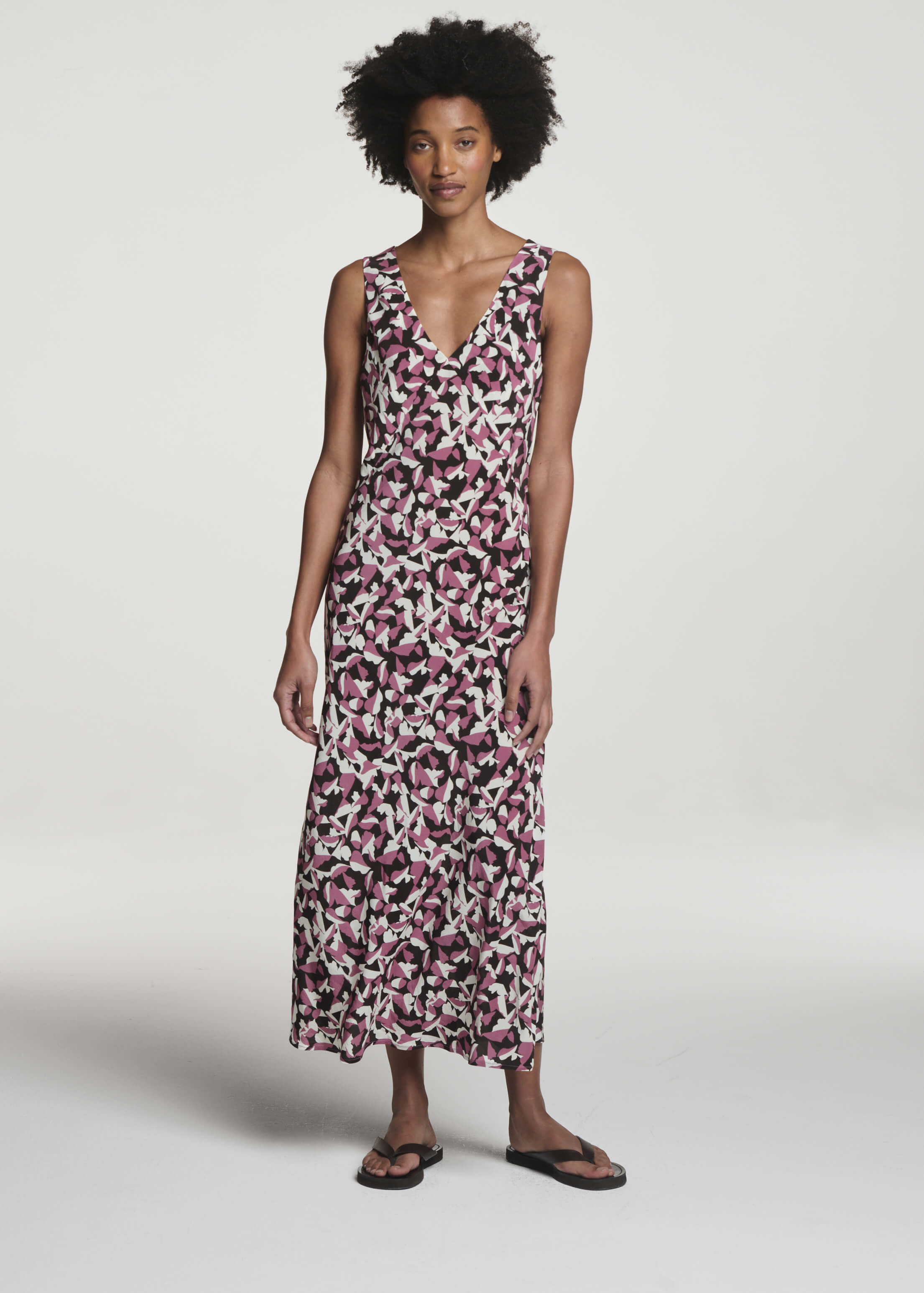 Provence Dress Botanical Rose Pink Silk Crepe