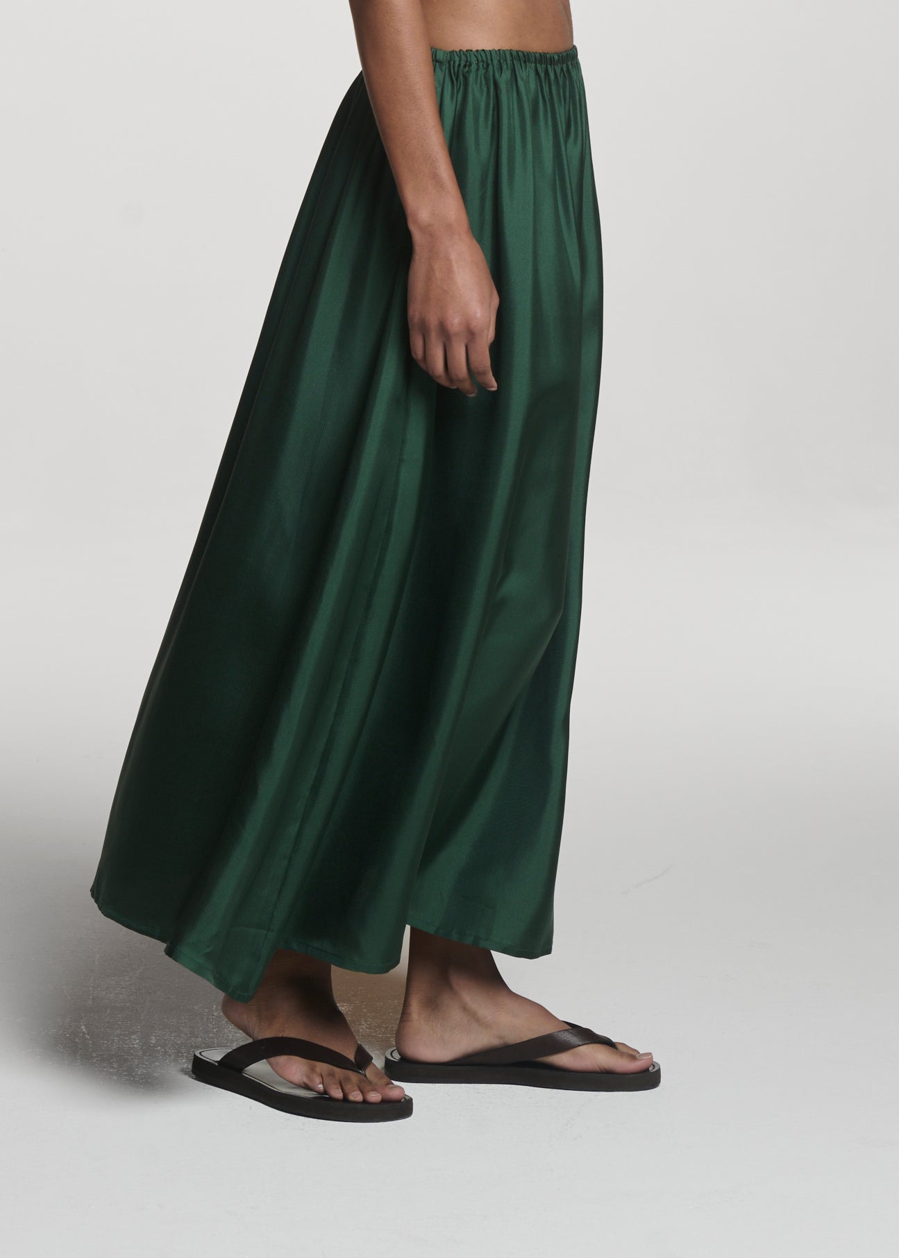 Roma Skirt Fern Green Silk Twill