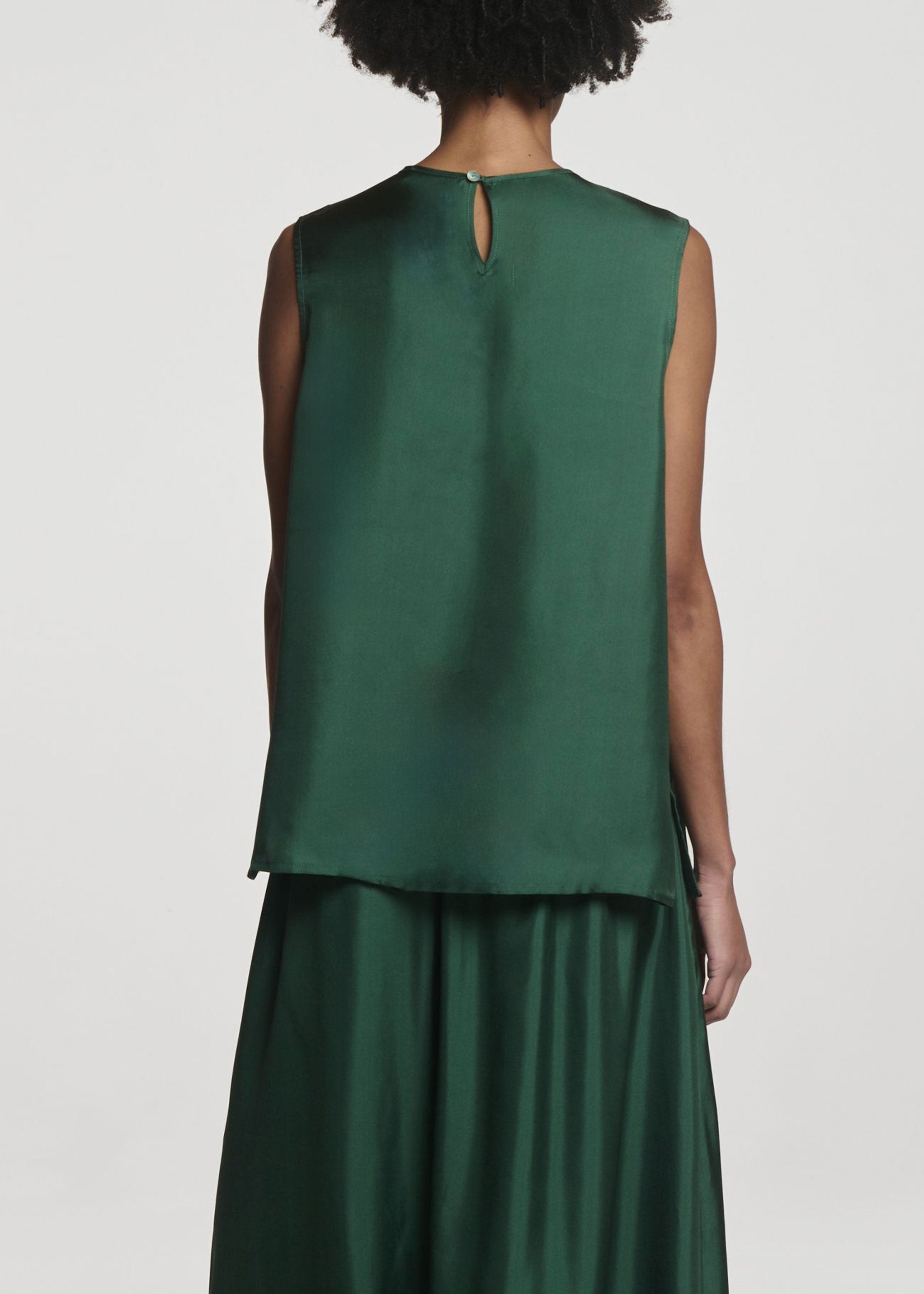 Trento Top Fern Green Silk Twill