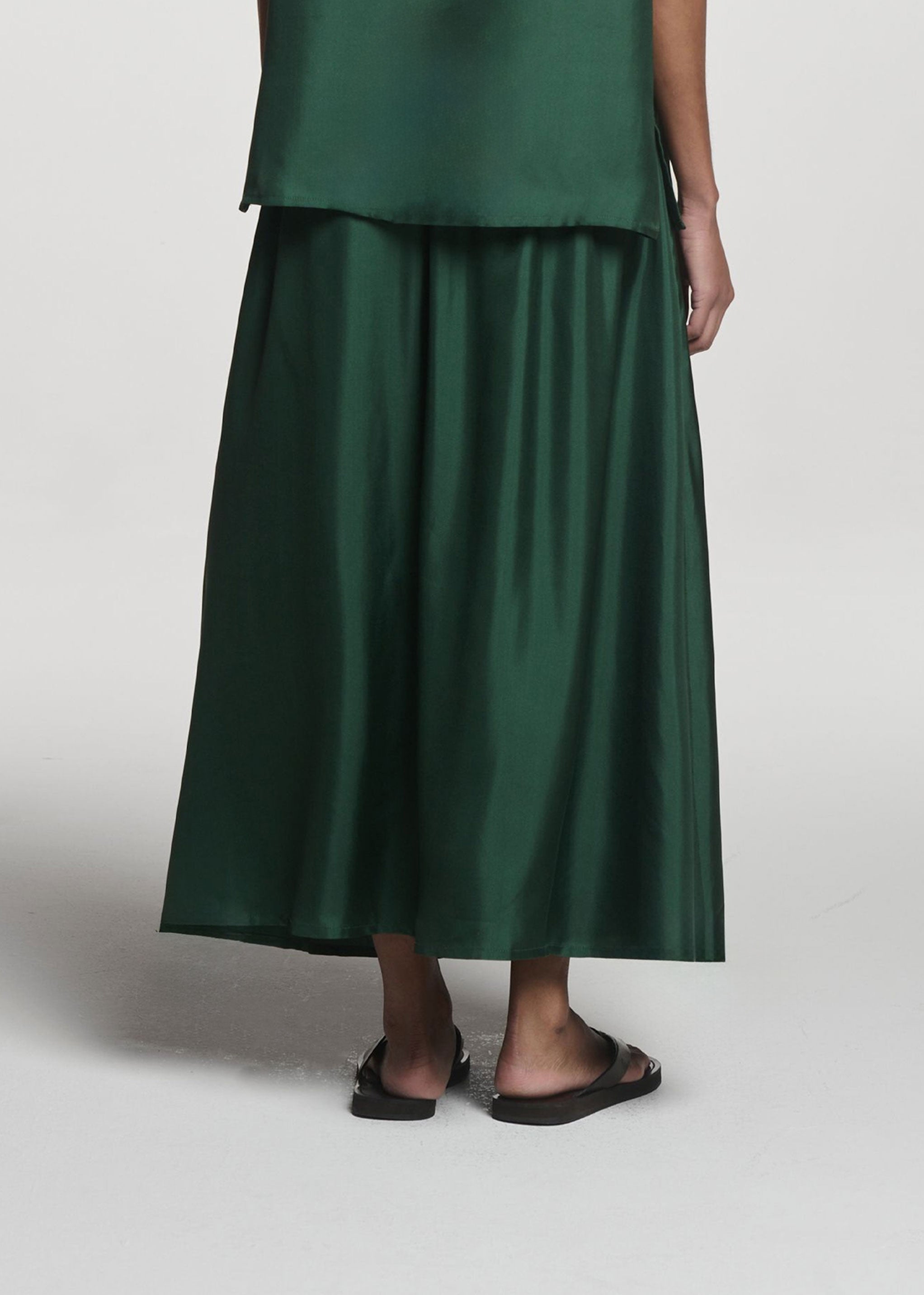 Roma Skirt Fern Green Silk Twill