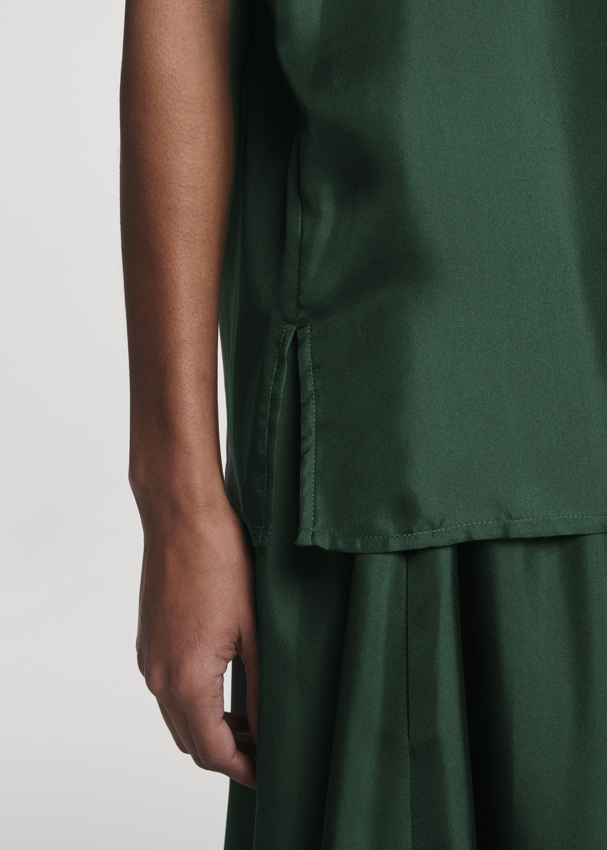 Trento Top Fern Green Silk Twill
