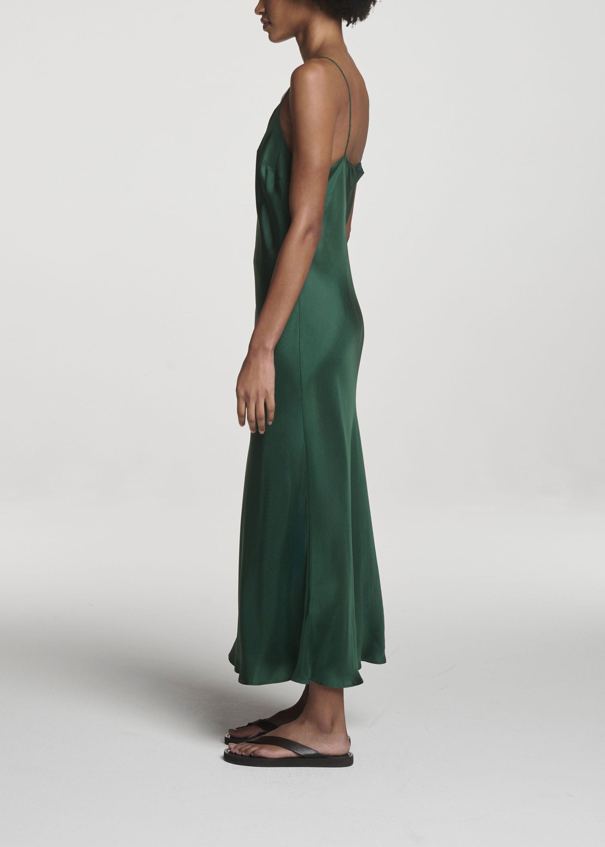 Lille Dress Fern Green Silk Twill