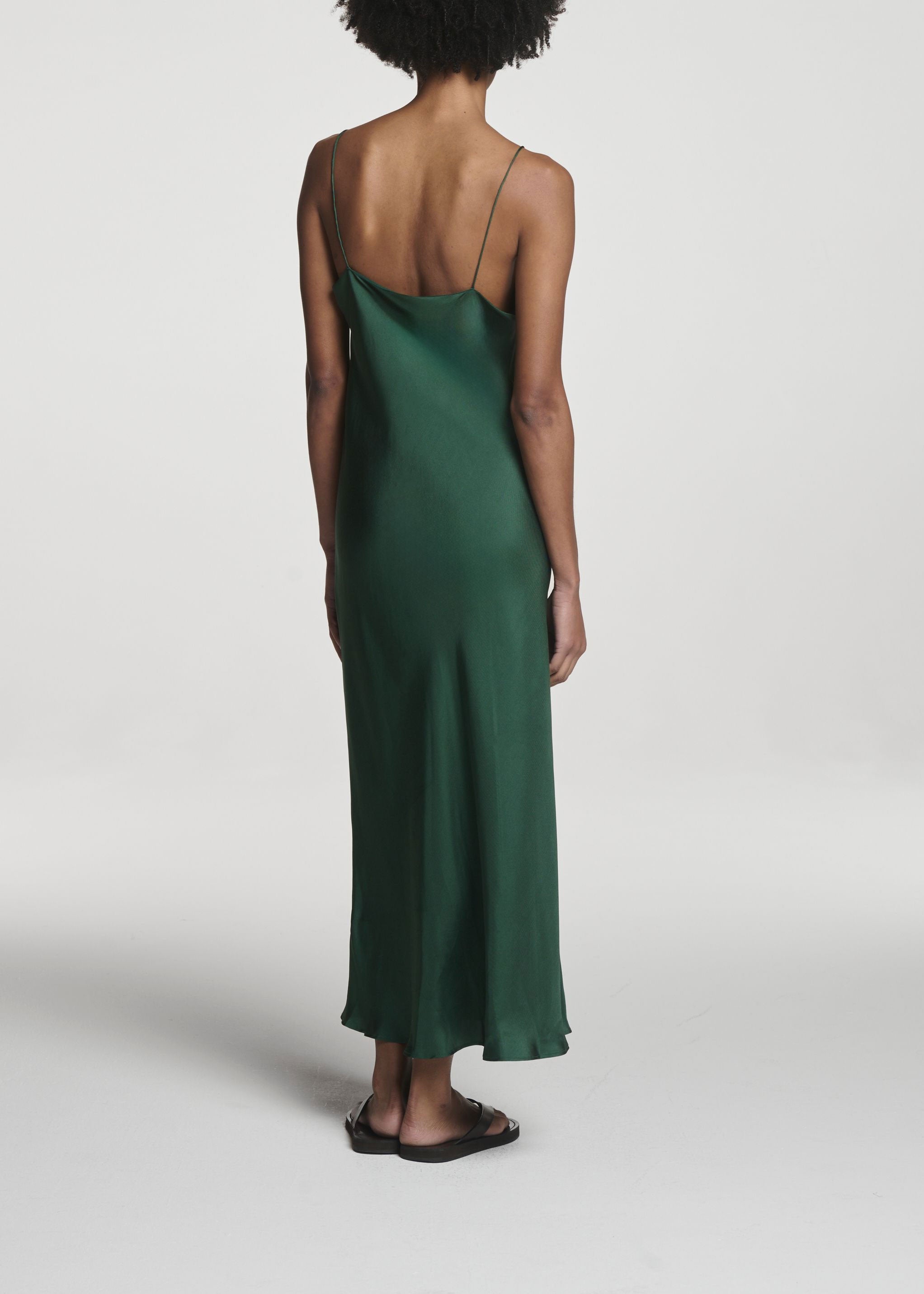 Lille Dress Fern Green Silk Twill