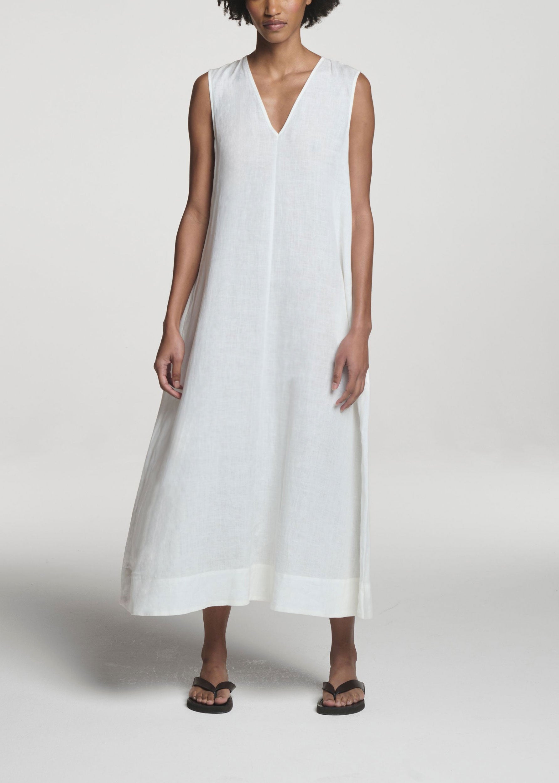 Nisha Dress White Organic Linen