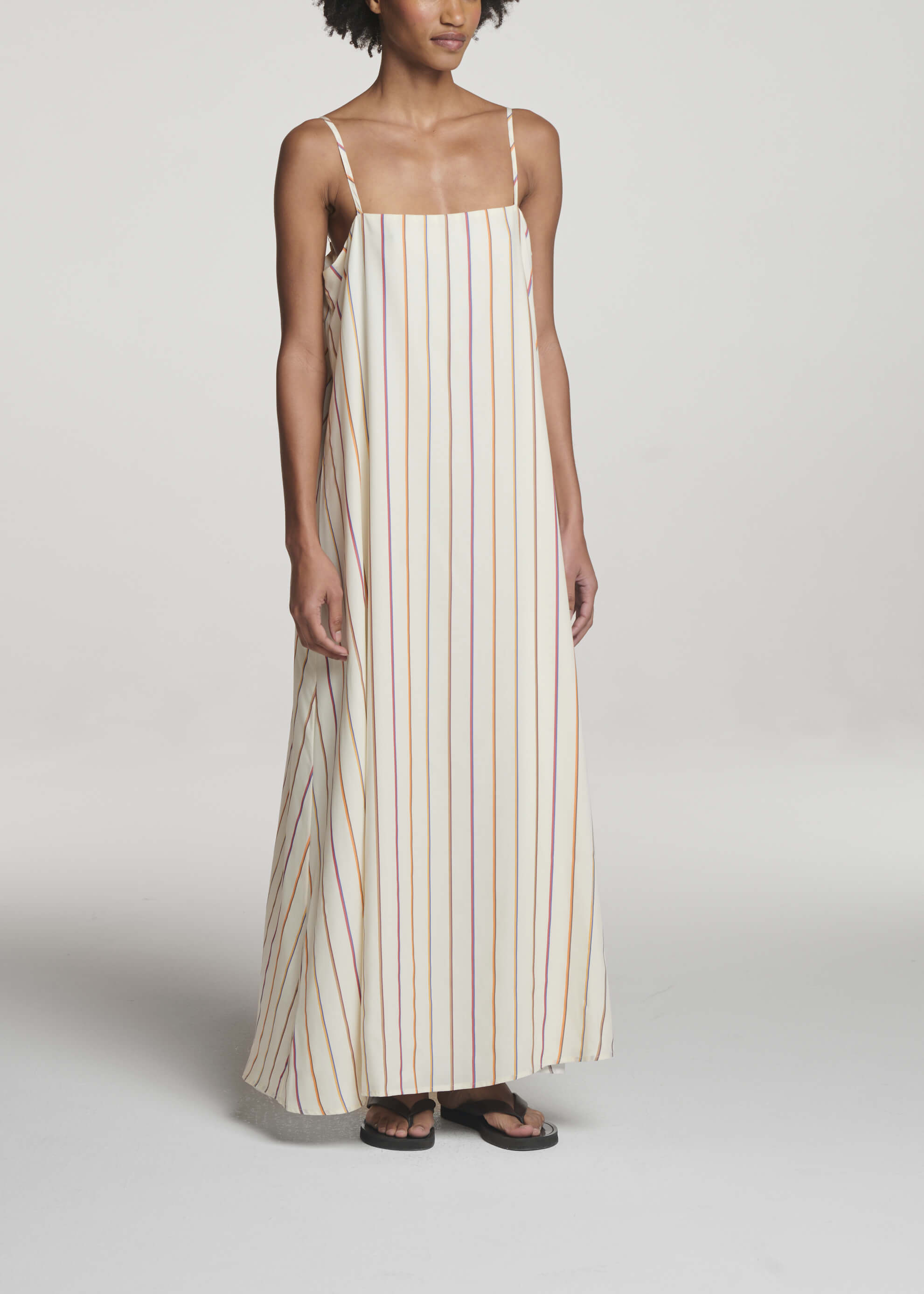 Melfi Dress Colour Stripe Ecru Tencel