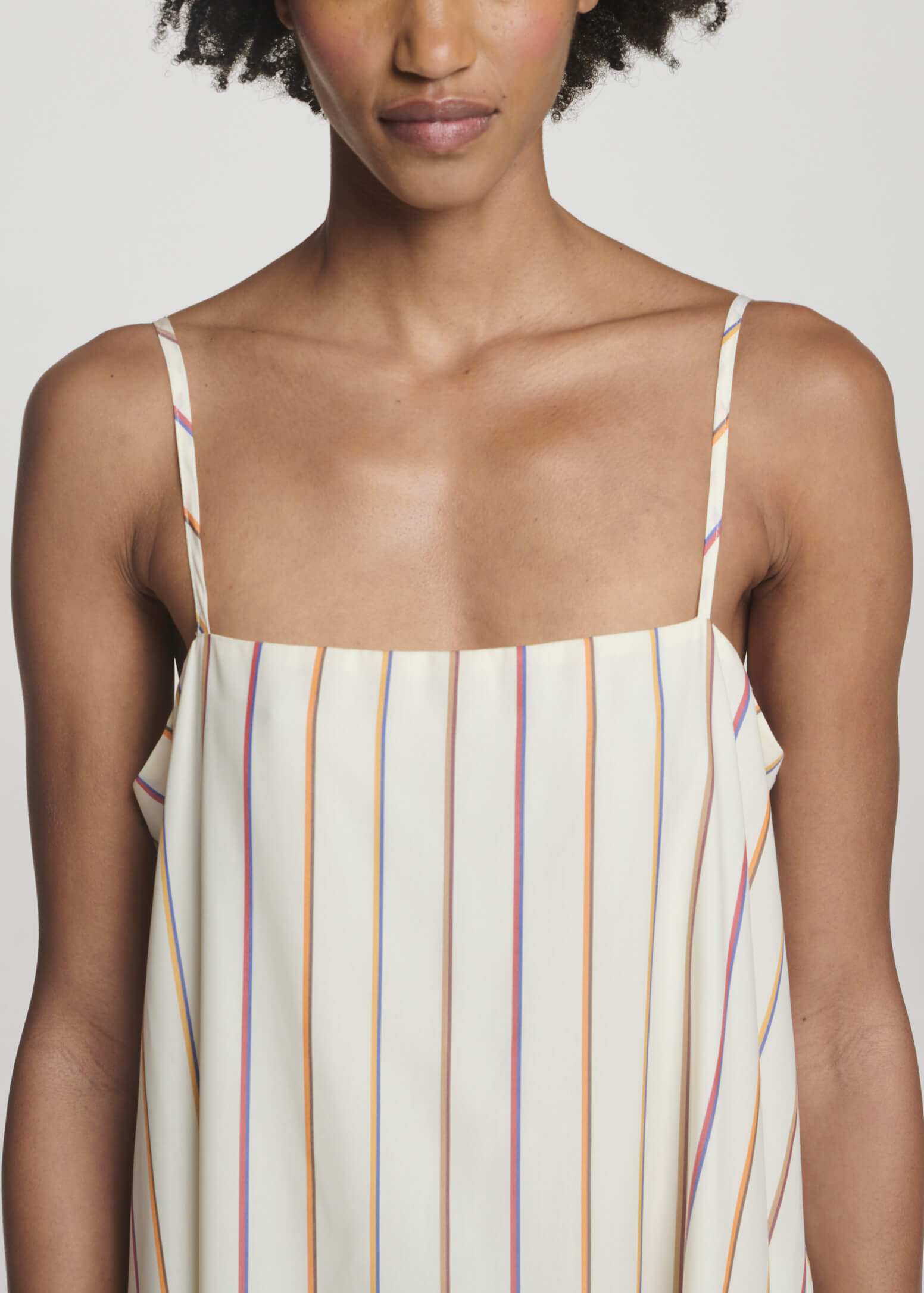 Melfi Dress Colour Stripe Ecru Tencel