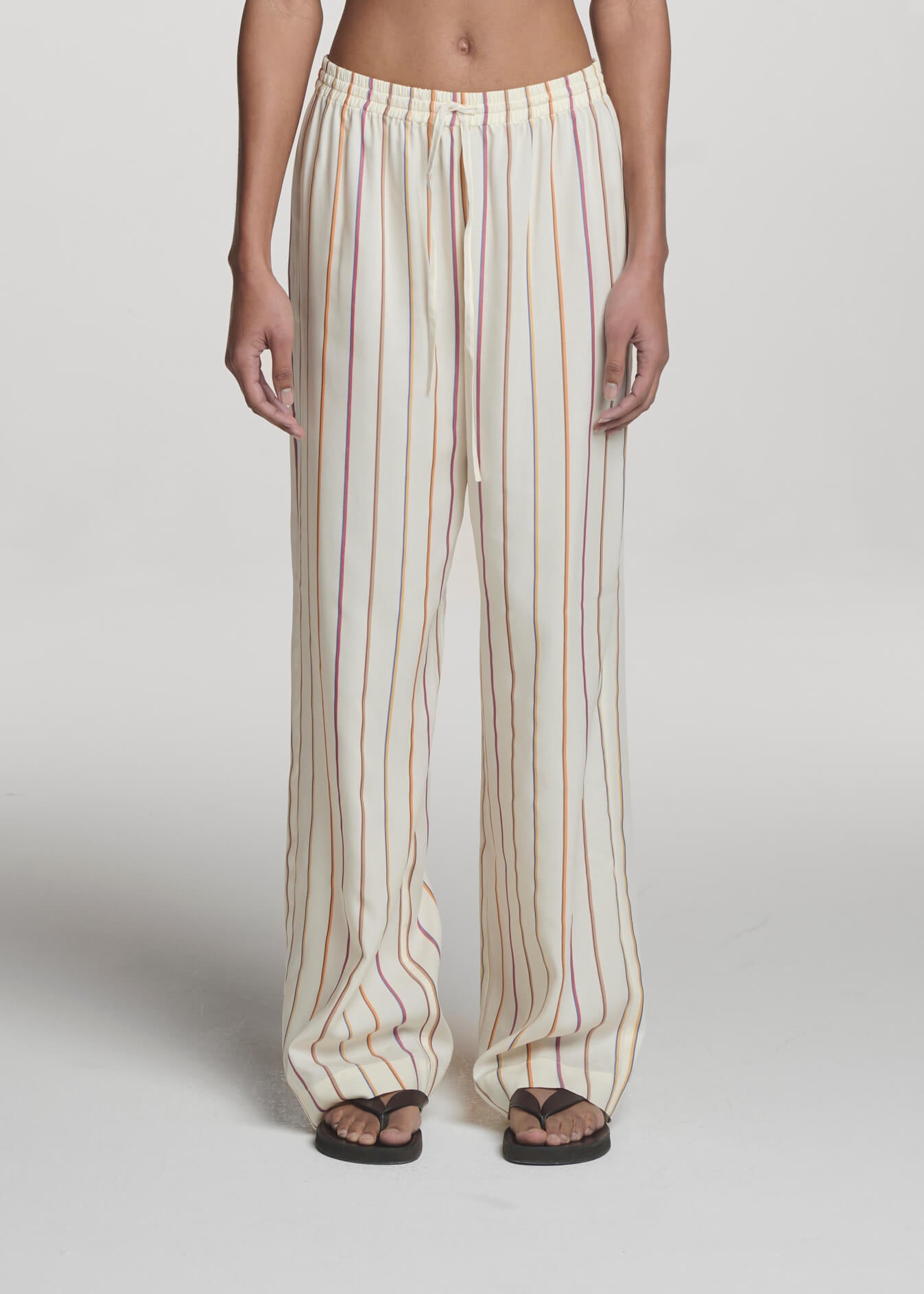 Aria Trouser Colour Stripe Ecru Tencel