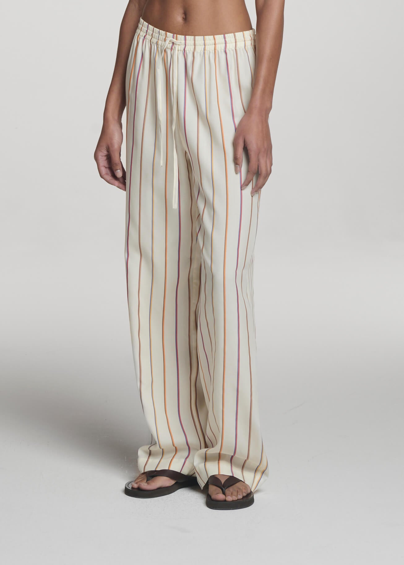 Aria Trouser Colour Stripe Ecru Tencel