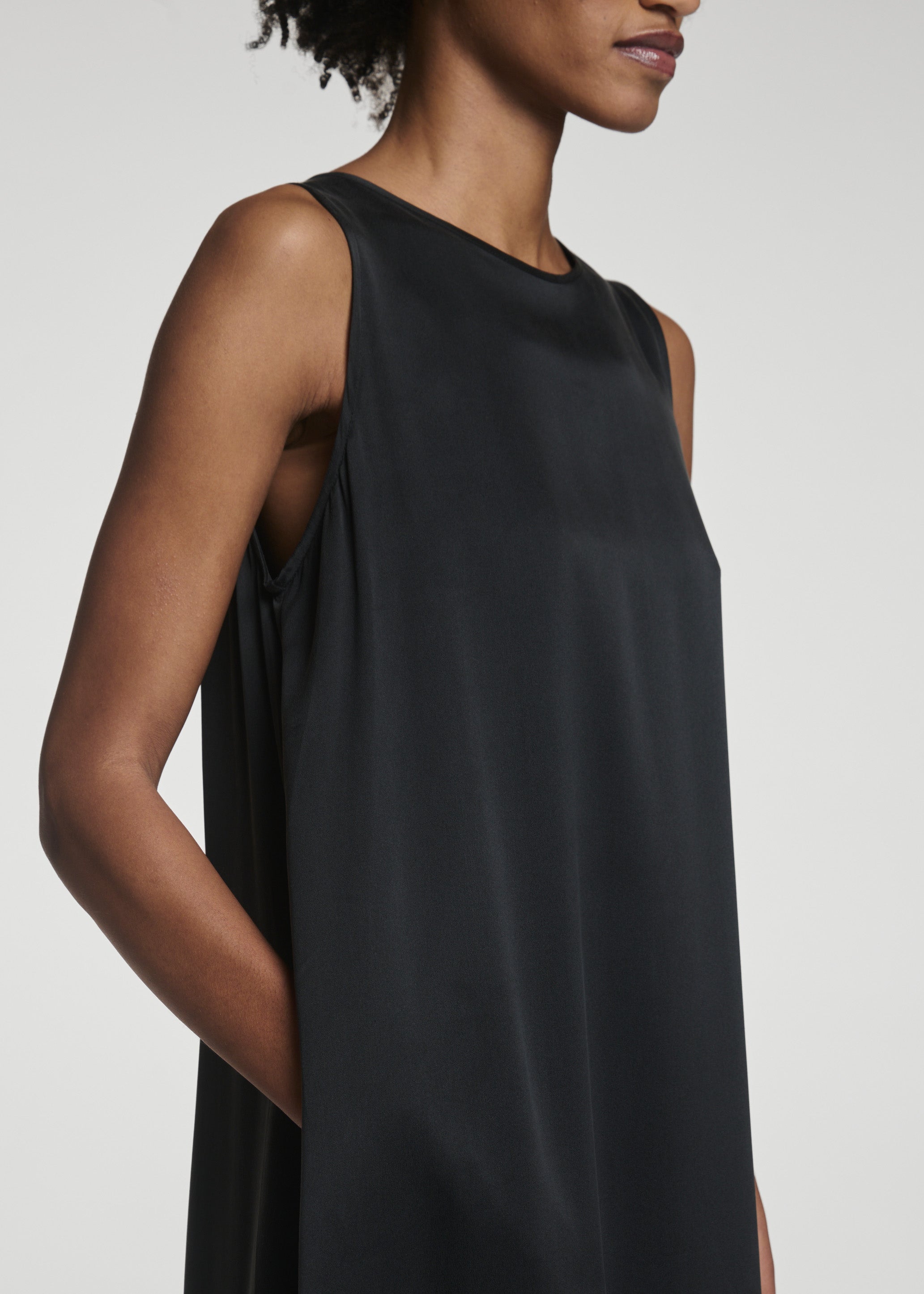 Rhea Dress Black Silk Charmeuse