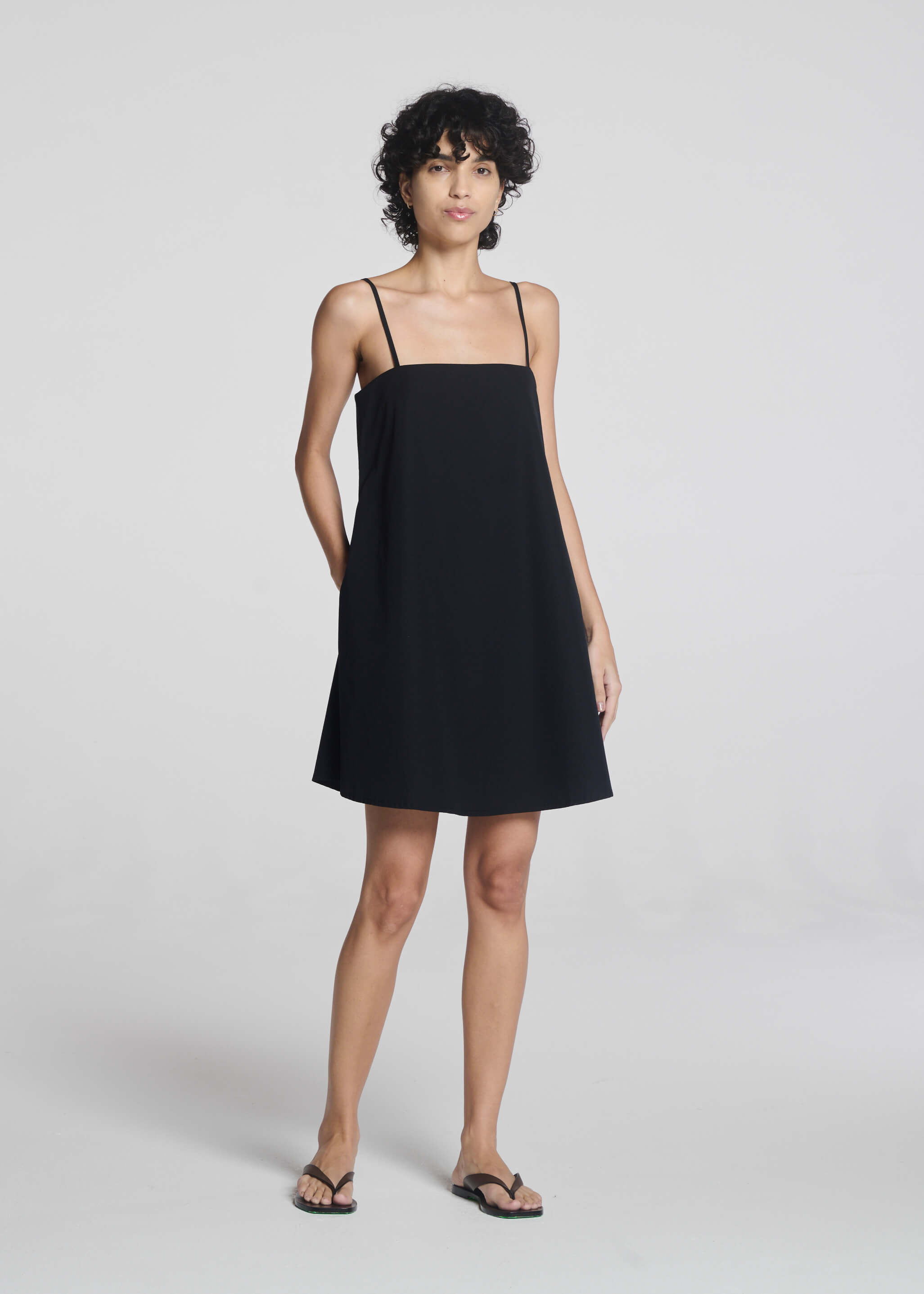 Catalina Dress Black Cotton Poplin