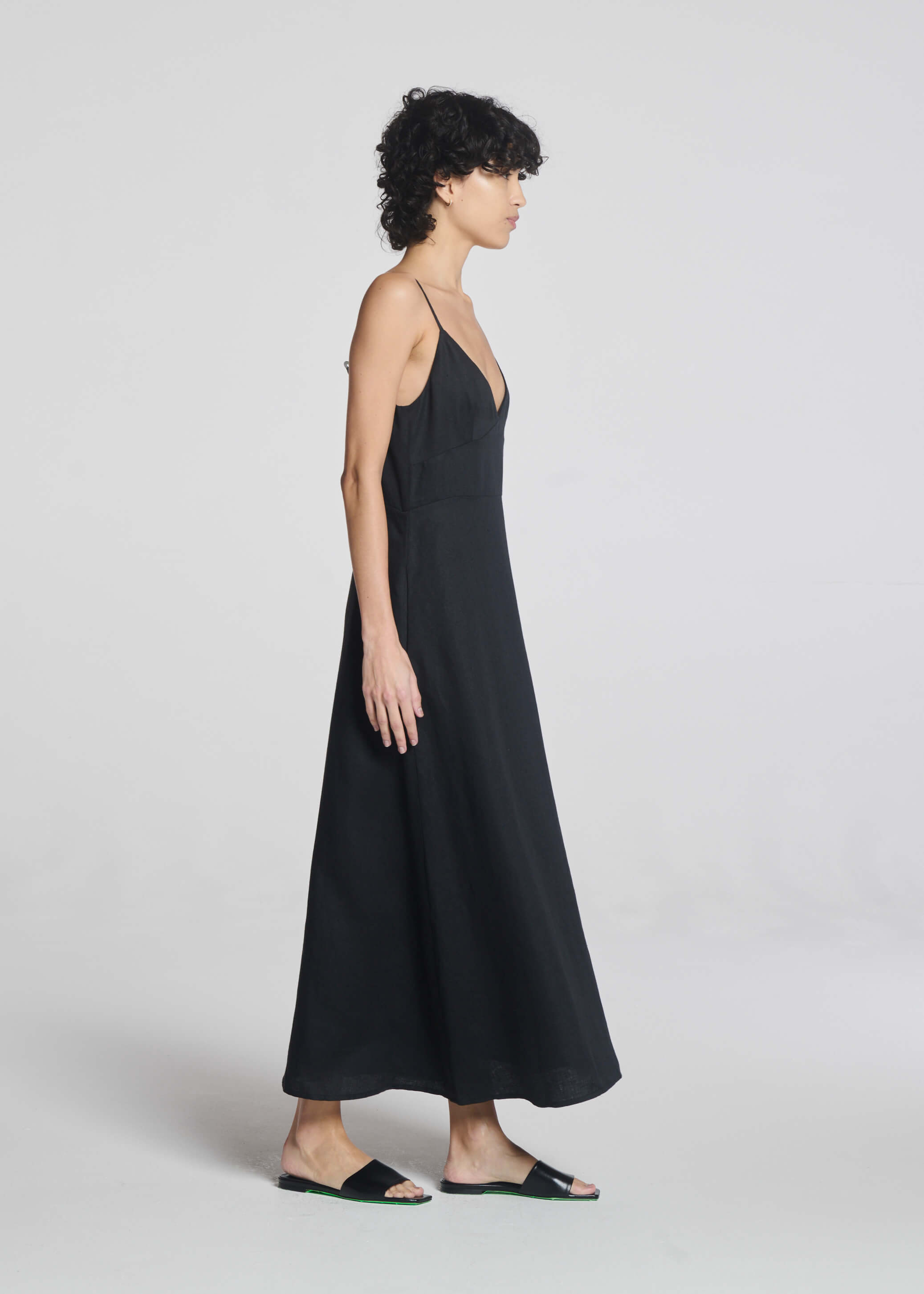 Ida Dress Black Heavy Linen