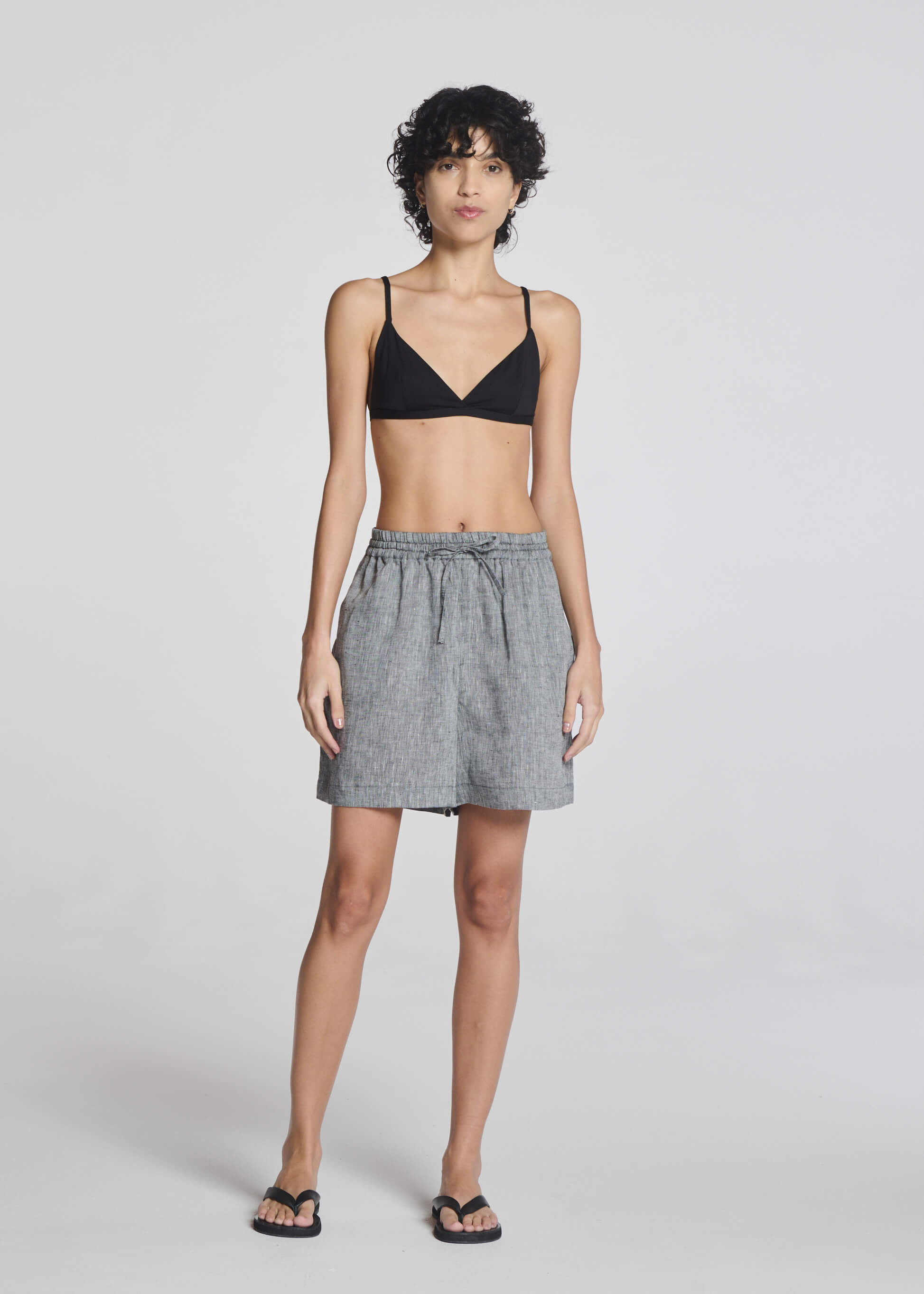 Boston Short Heathered Grey Linen