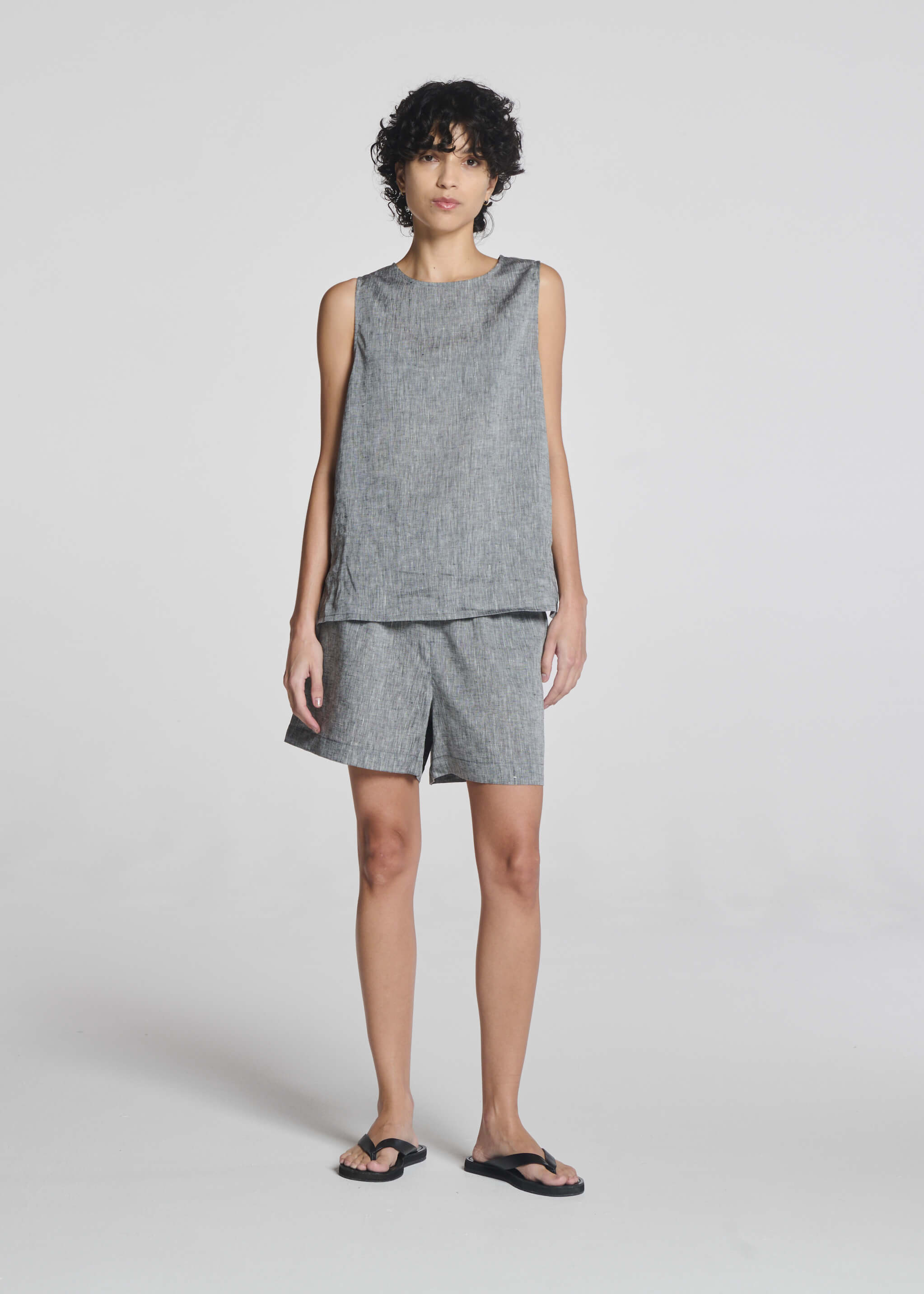 Cali Top Heathered Grey Linen