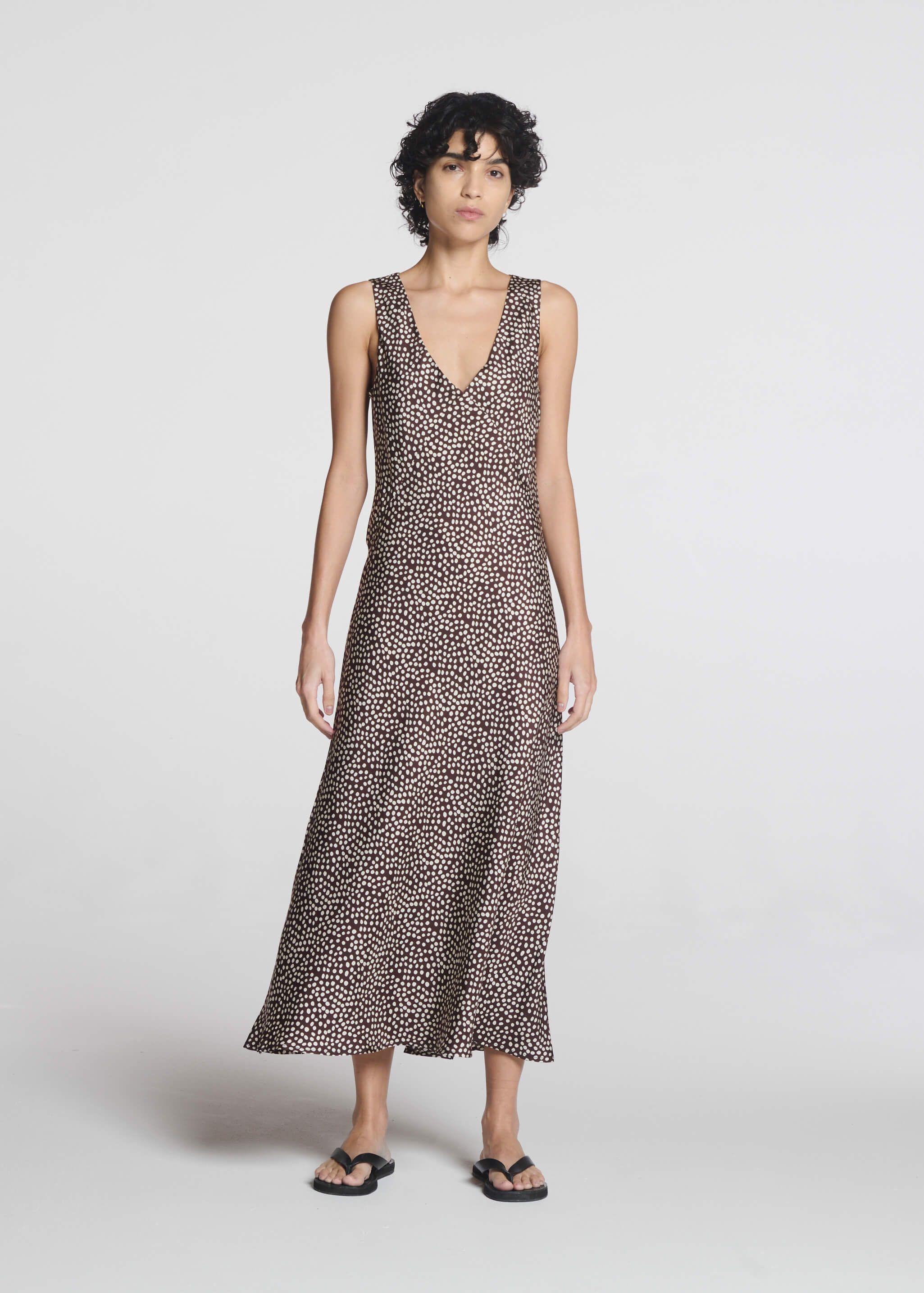 Provence Dress Pebble Brown Silk Twill