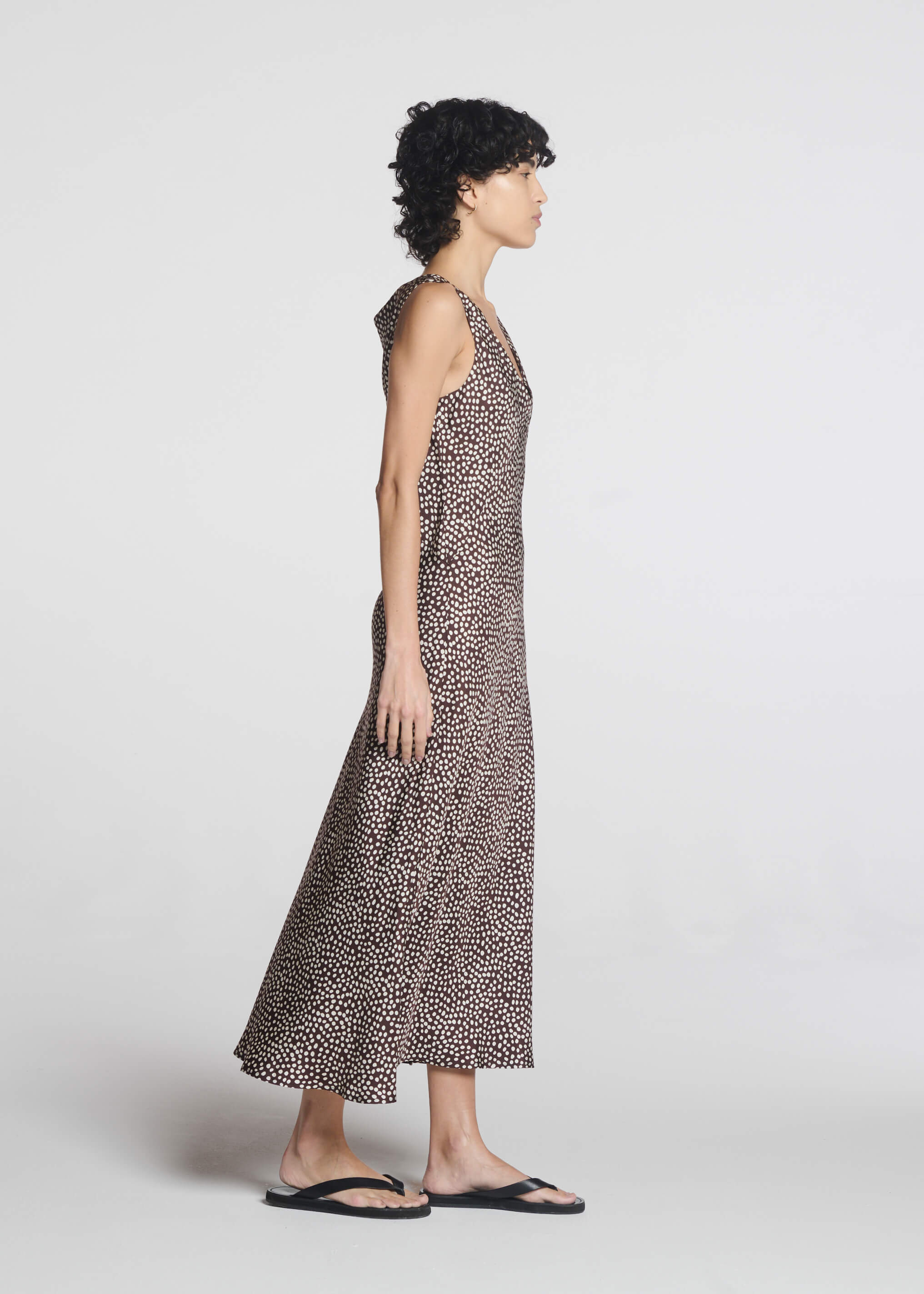 Provence Dress Pebble Brown Silk Twill