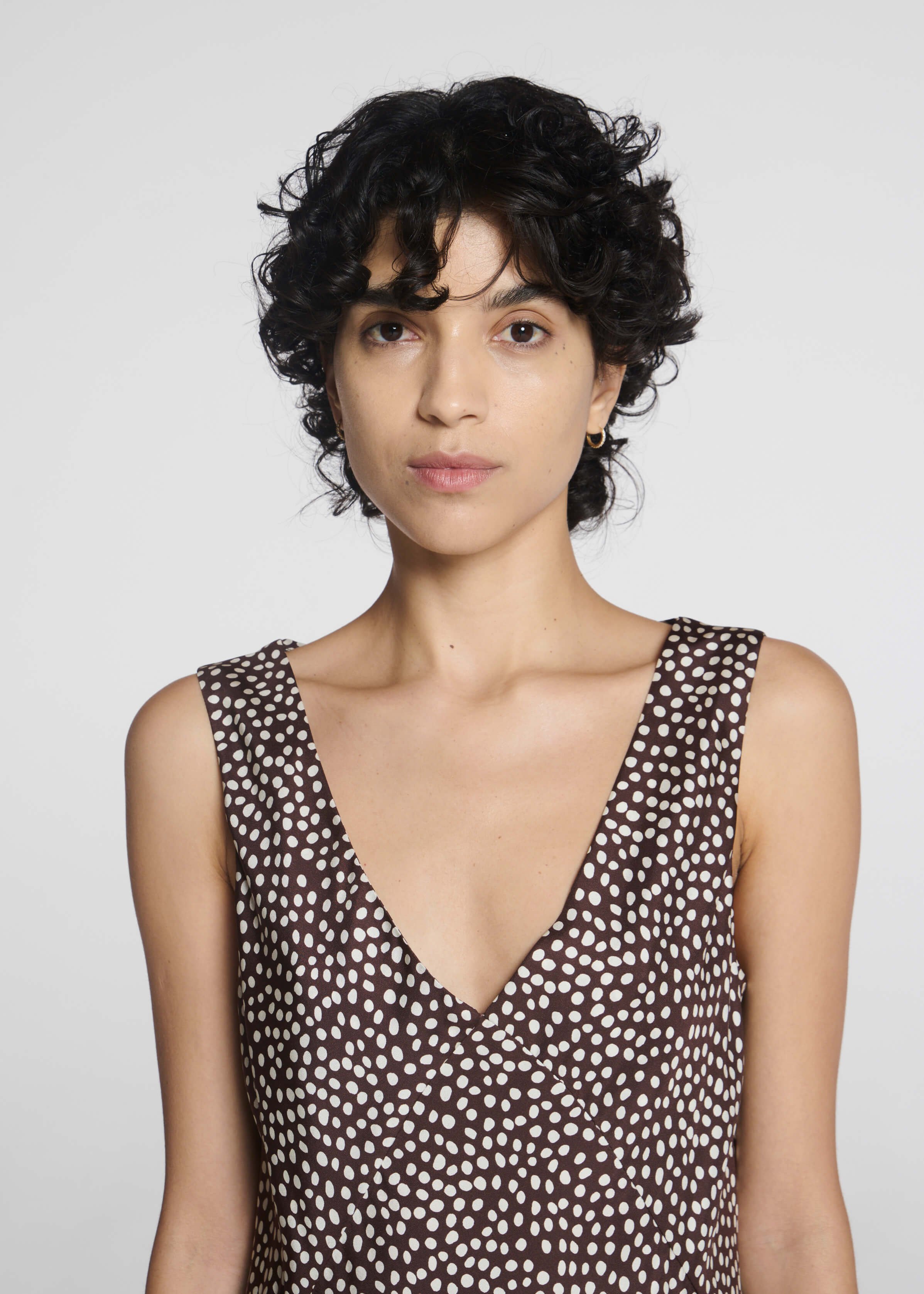 Provence Dress Pebble Brown Silk Twill