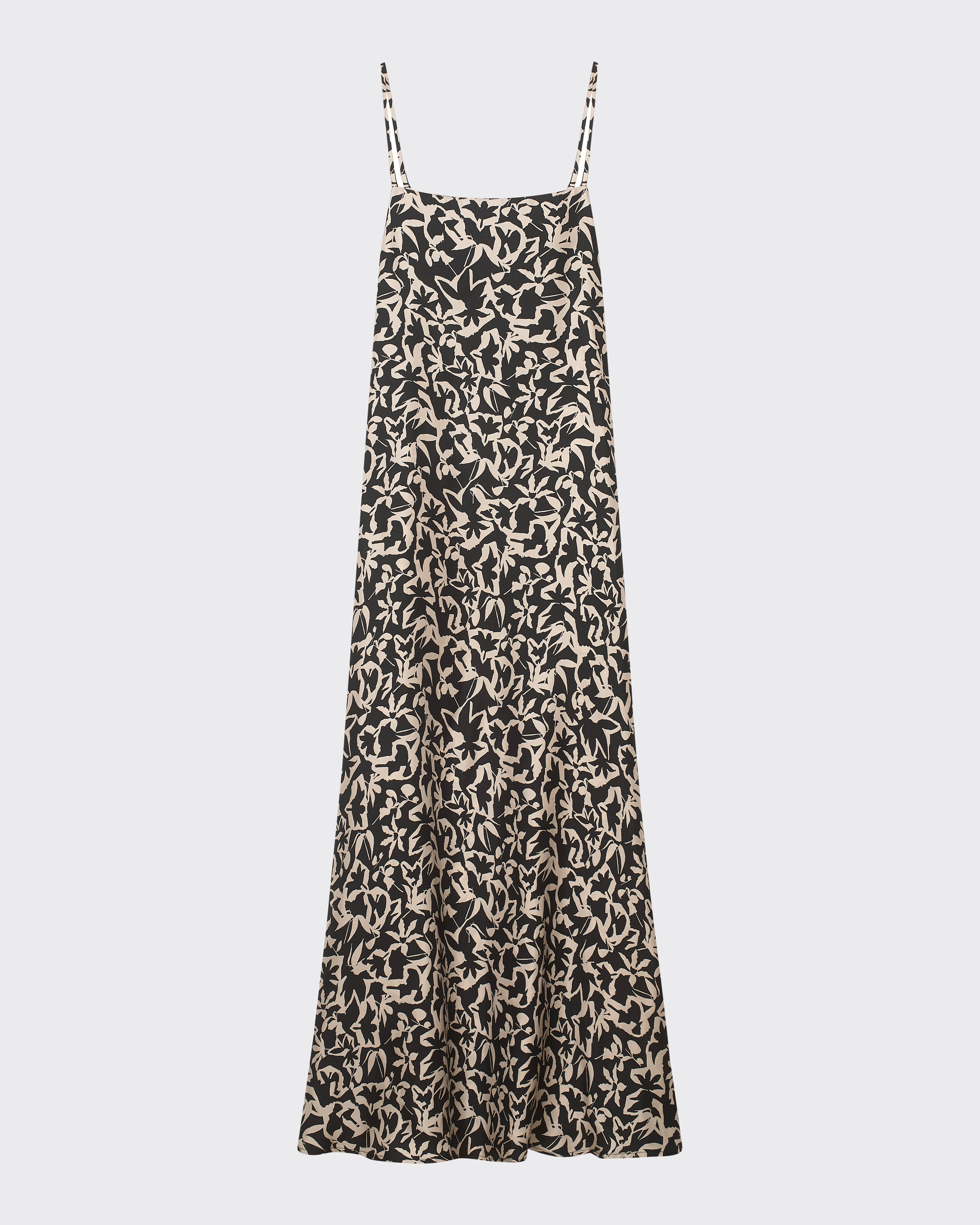 Melfi Dress Abstract Garden Black Silk Twill