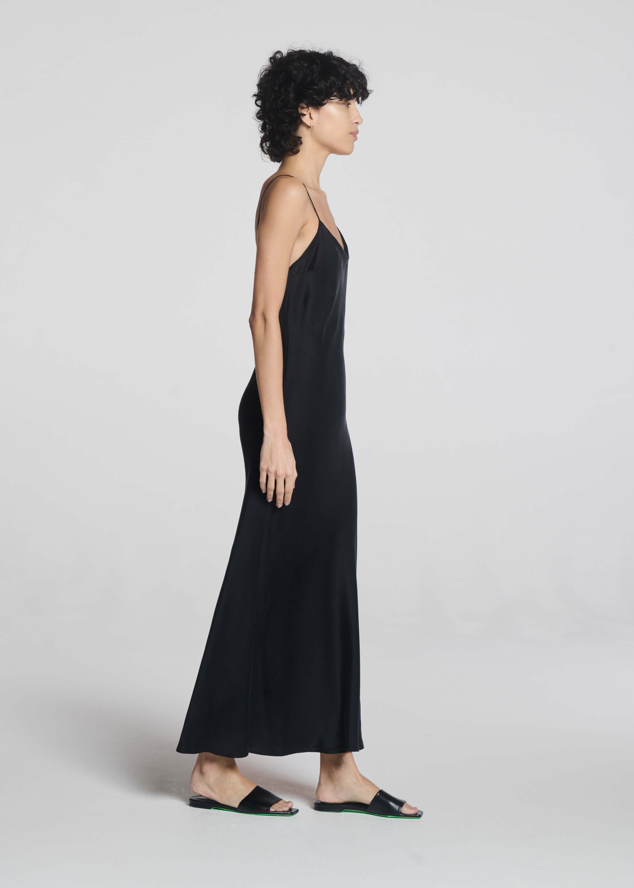Lyon Slip Dress Black Silk