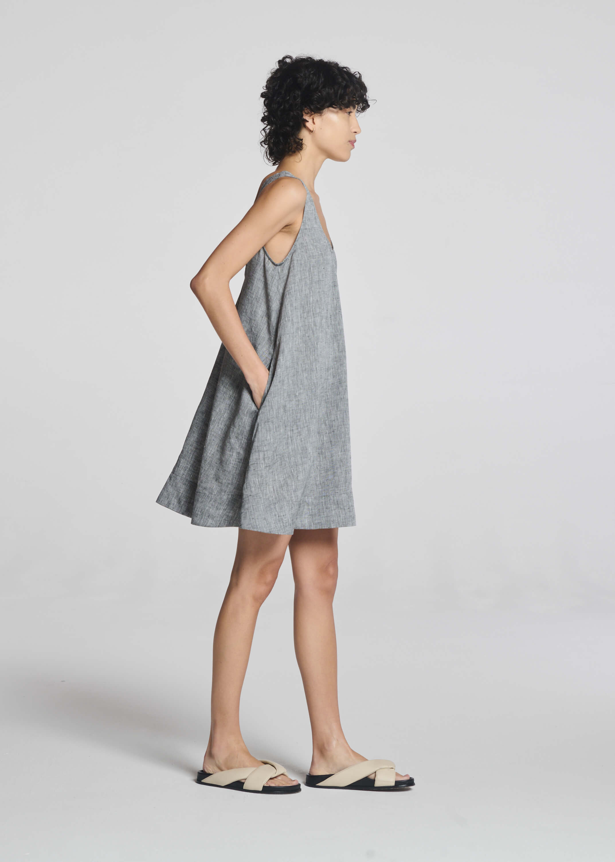 Sicily Dress Heathered Grey Linen