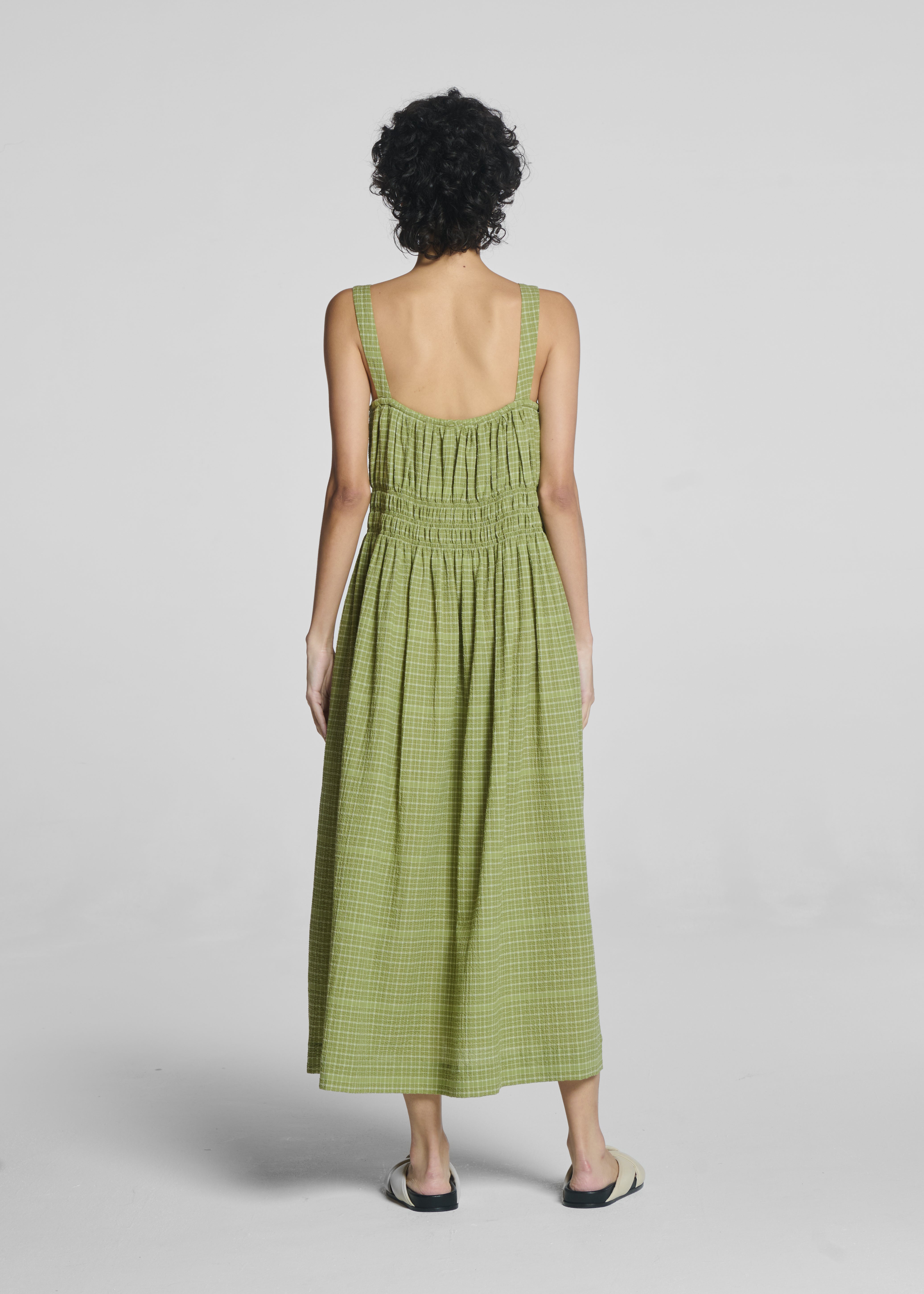 Verona Dress Pistachio Green Check Textured Cotton