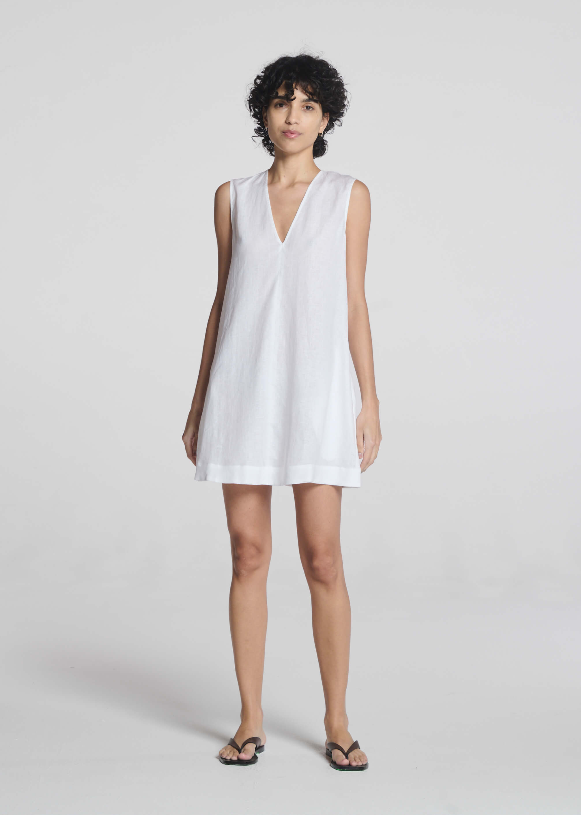 Derya Mini Dress White Organic Linen