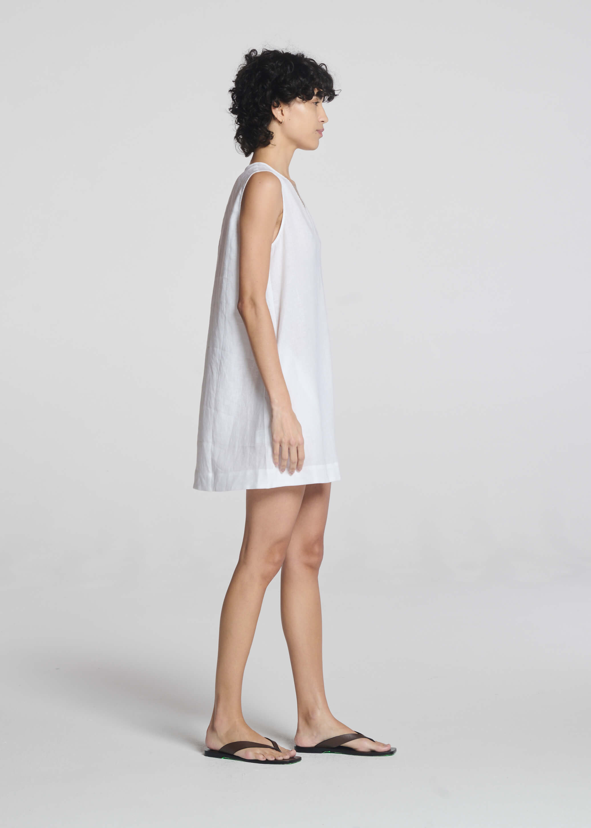 Derya Mini Dress White Organic Linen