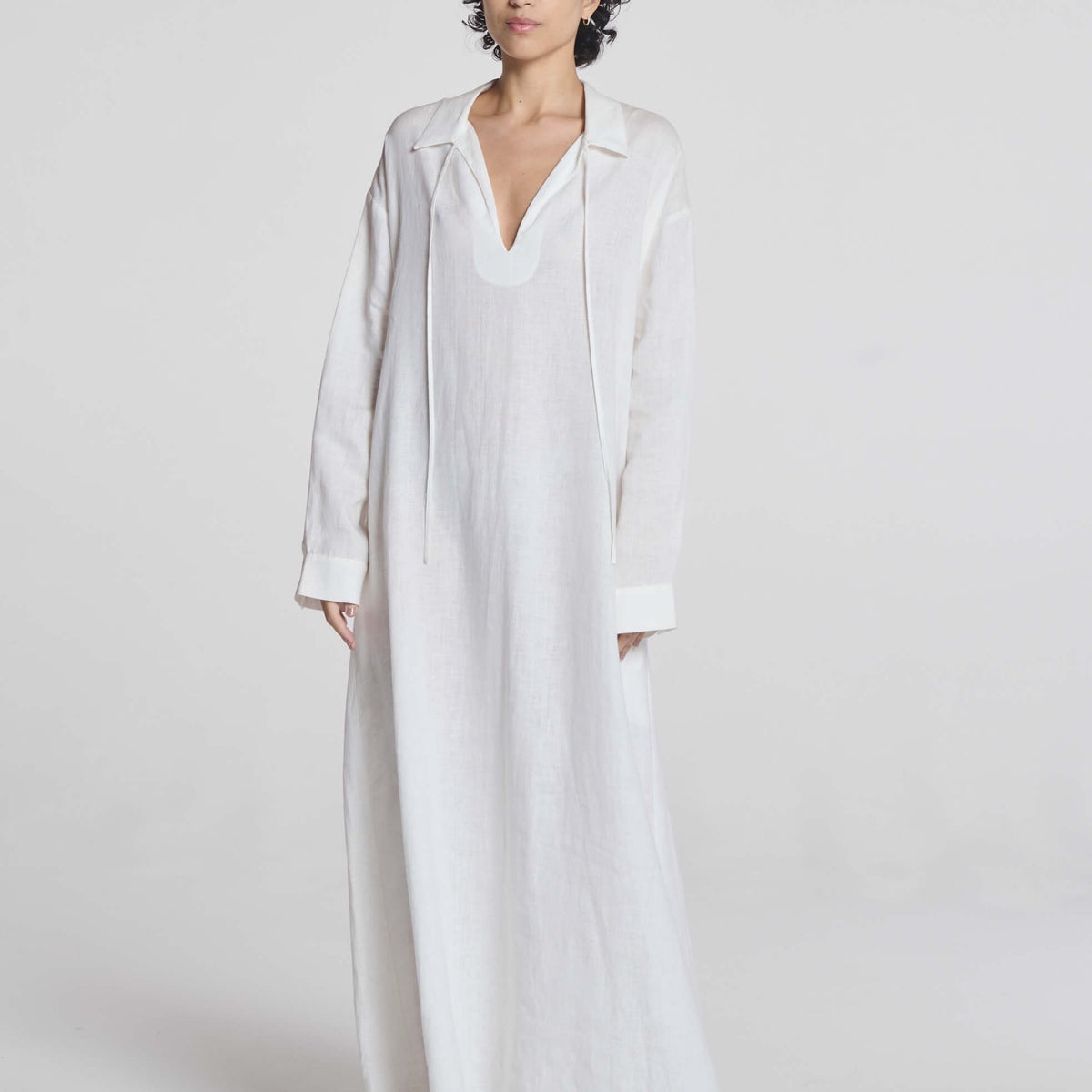 Lisbon Shirt Dress White Organic Linen