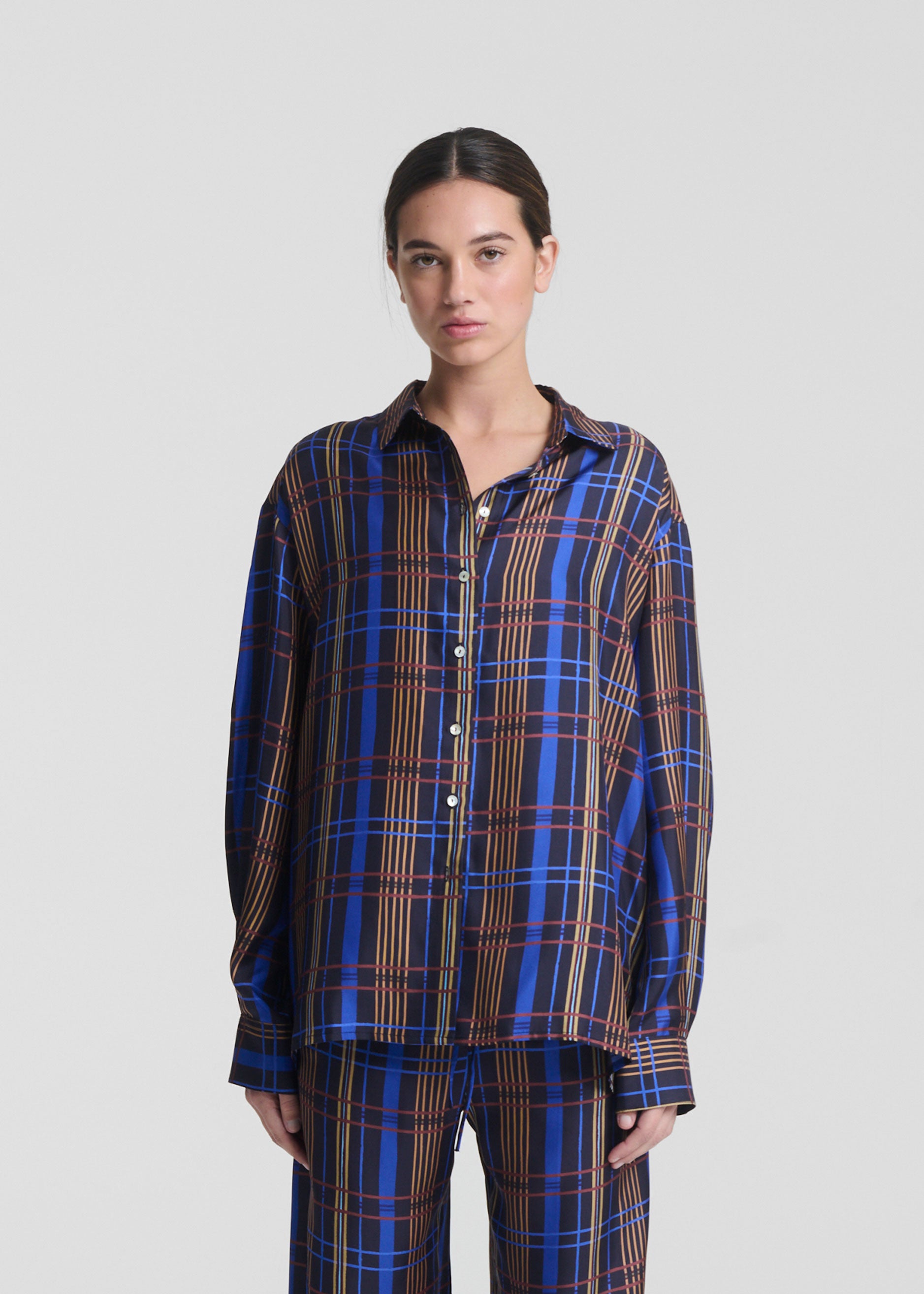 Maya Shirt Plaid Silk Twill