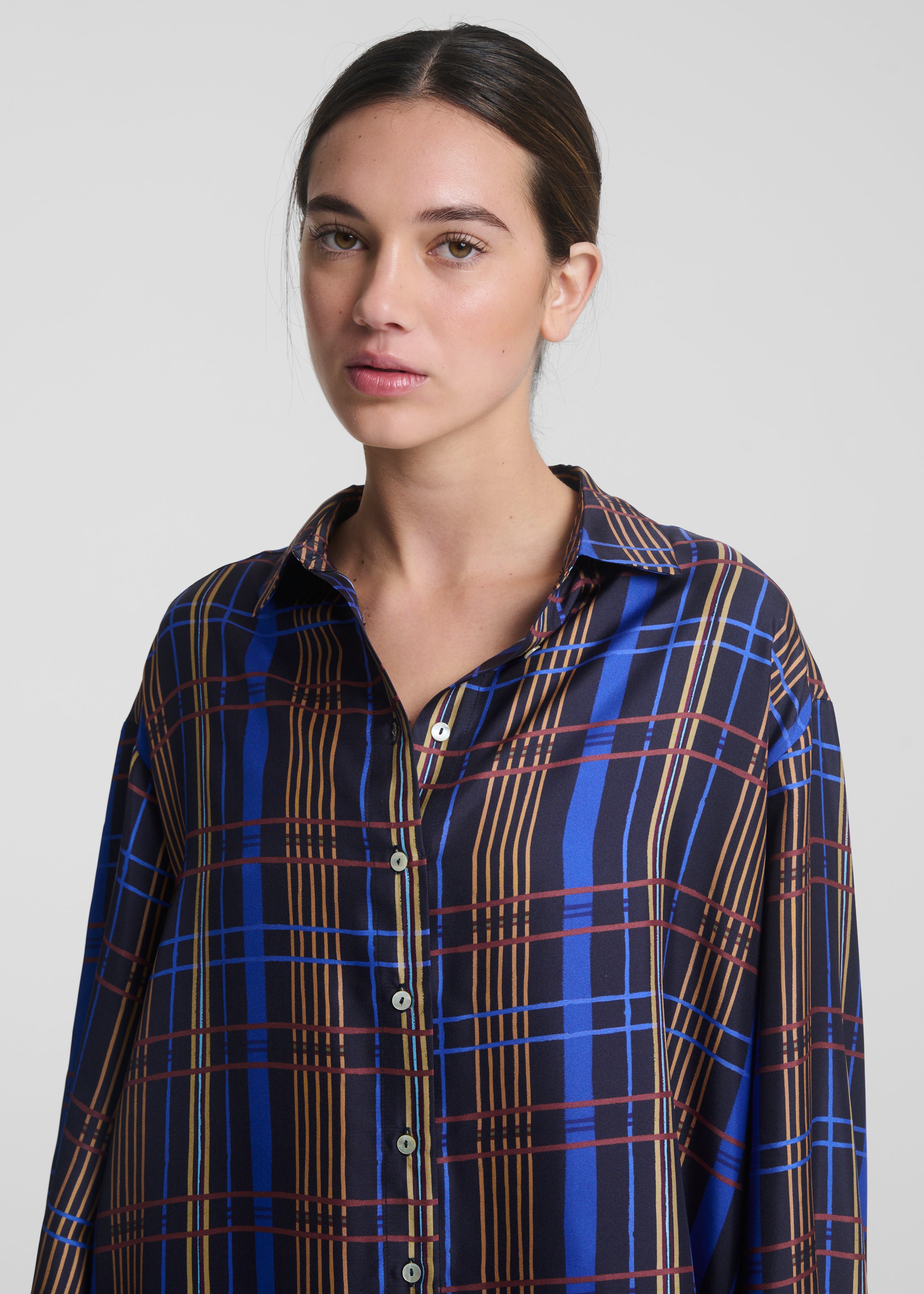 Maya Shirt Plaid Silk Twill