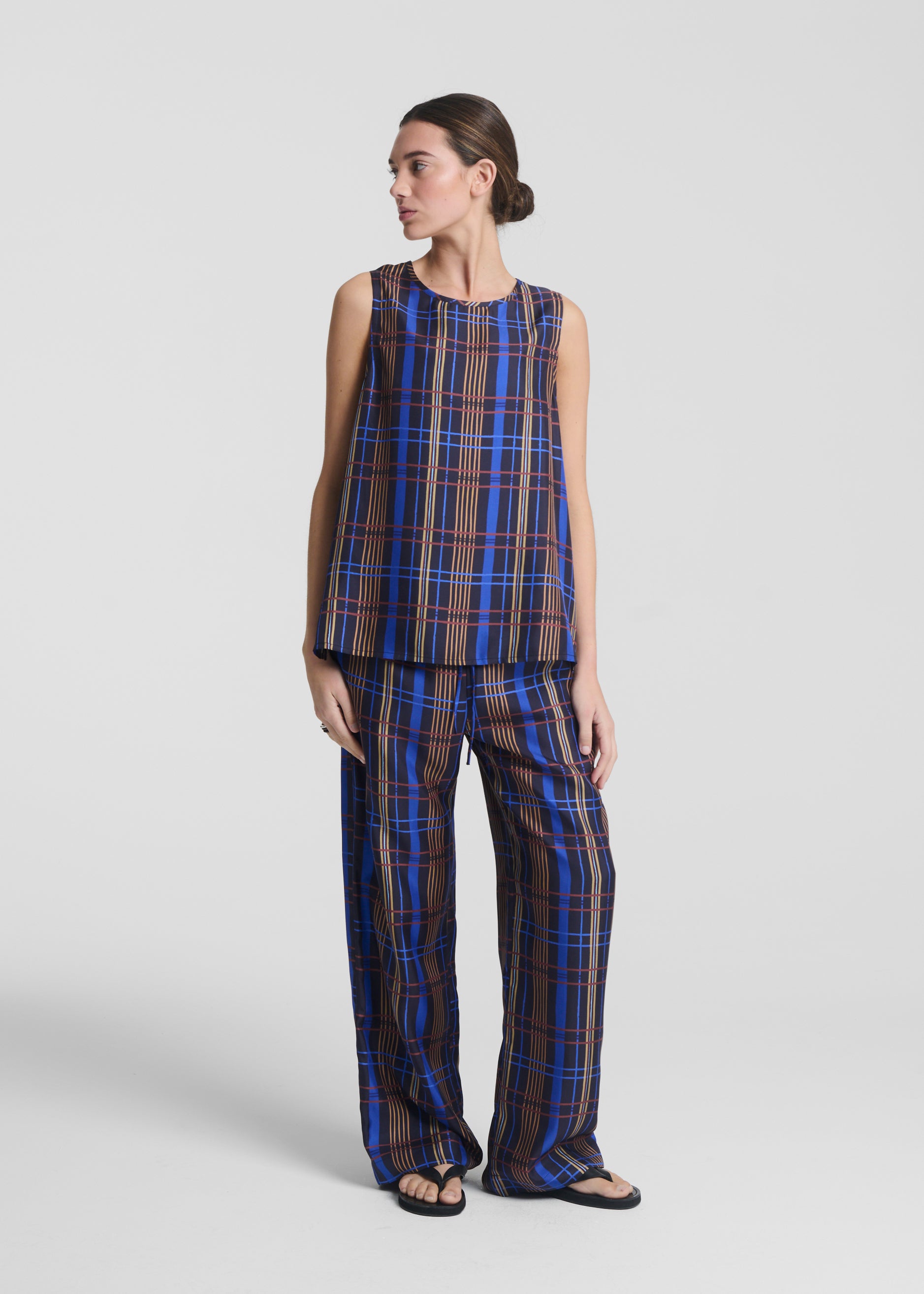 Aurelia Trouser Plaid Silk Twill