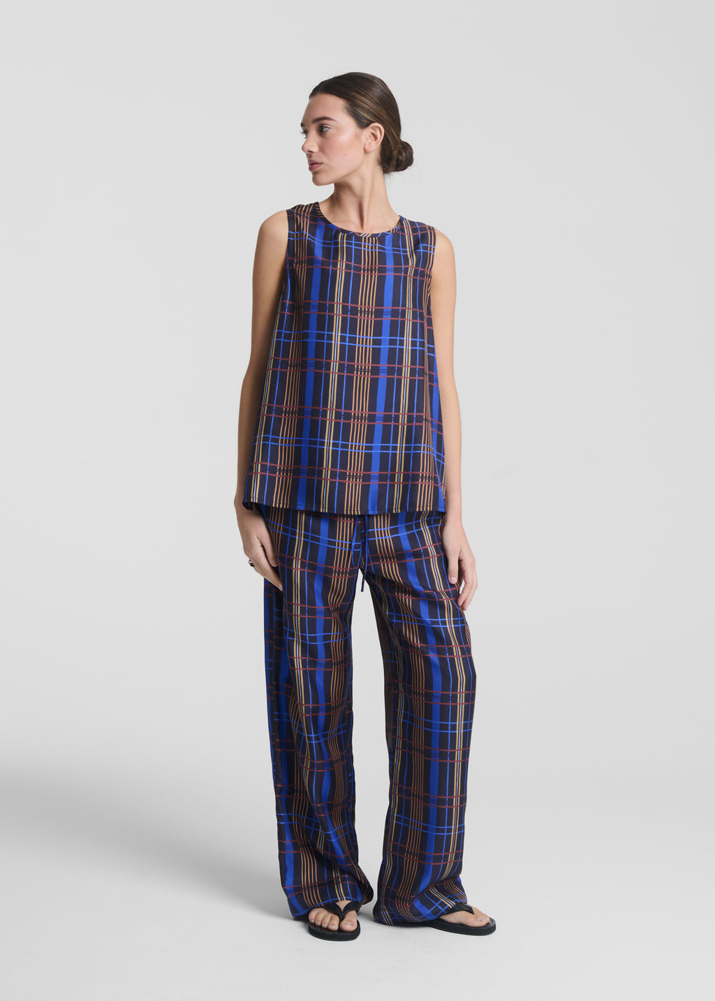 Cali Top Plaid Silk Twill