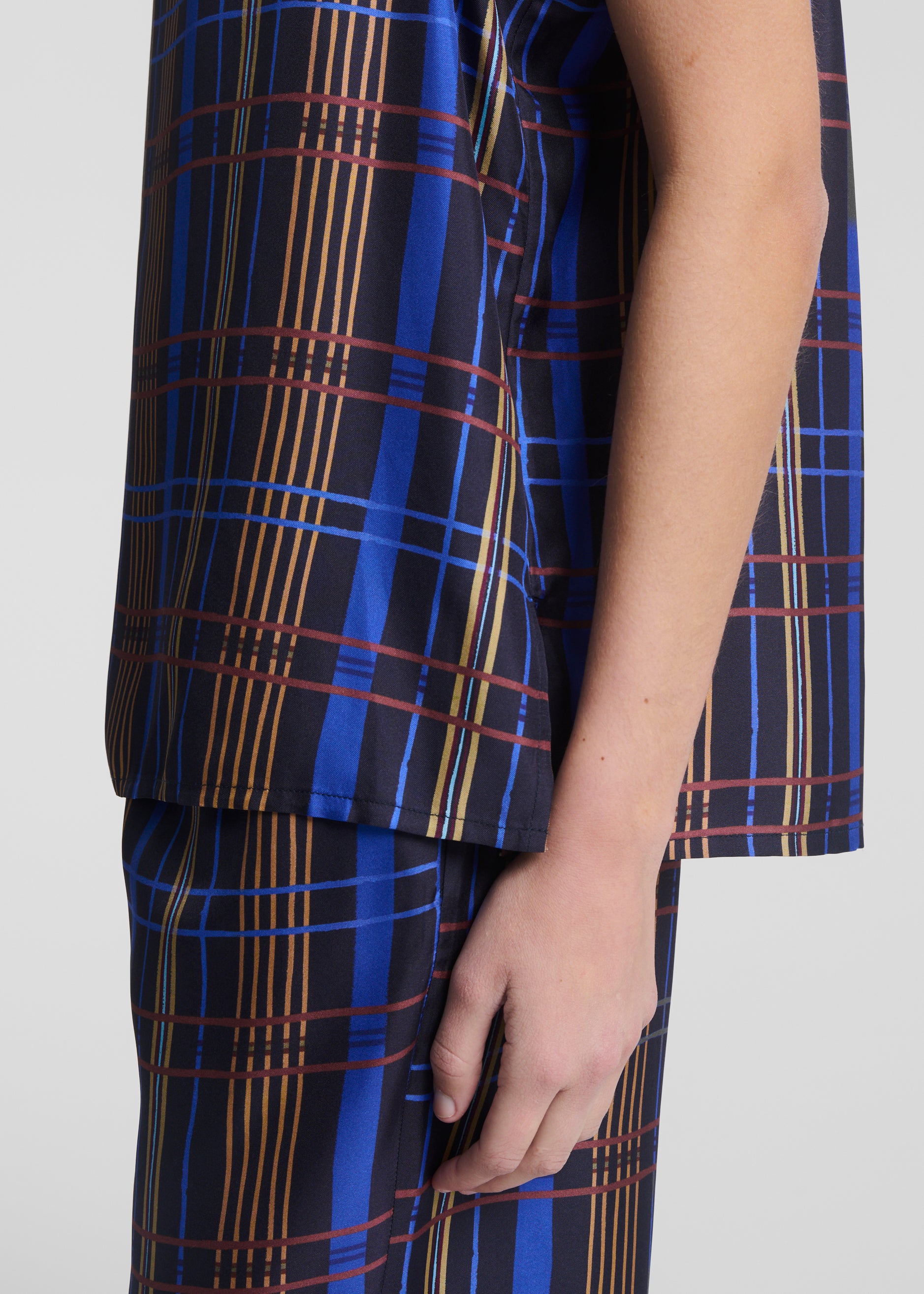 Cali Top Plaid Silk Twill