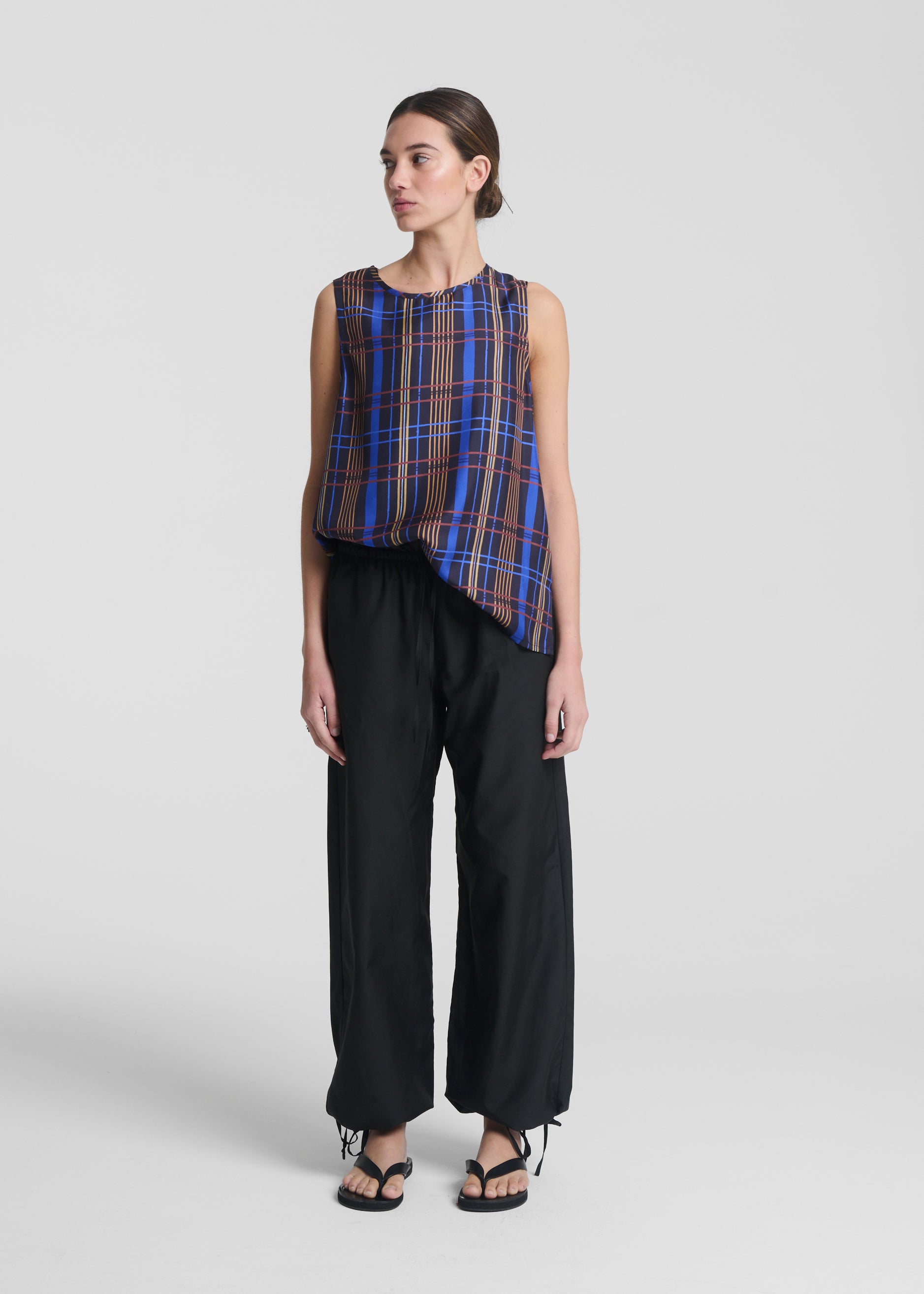 Cali Top Plaid Silk Twill