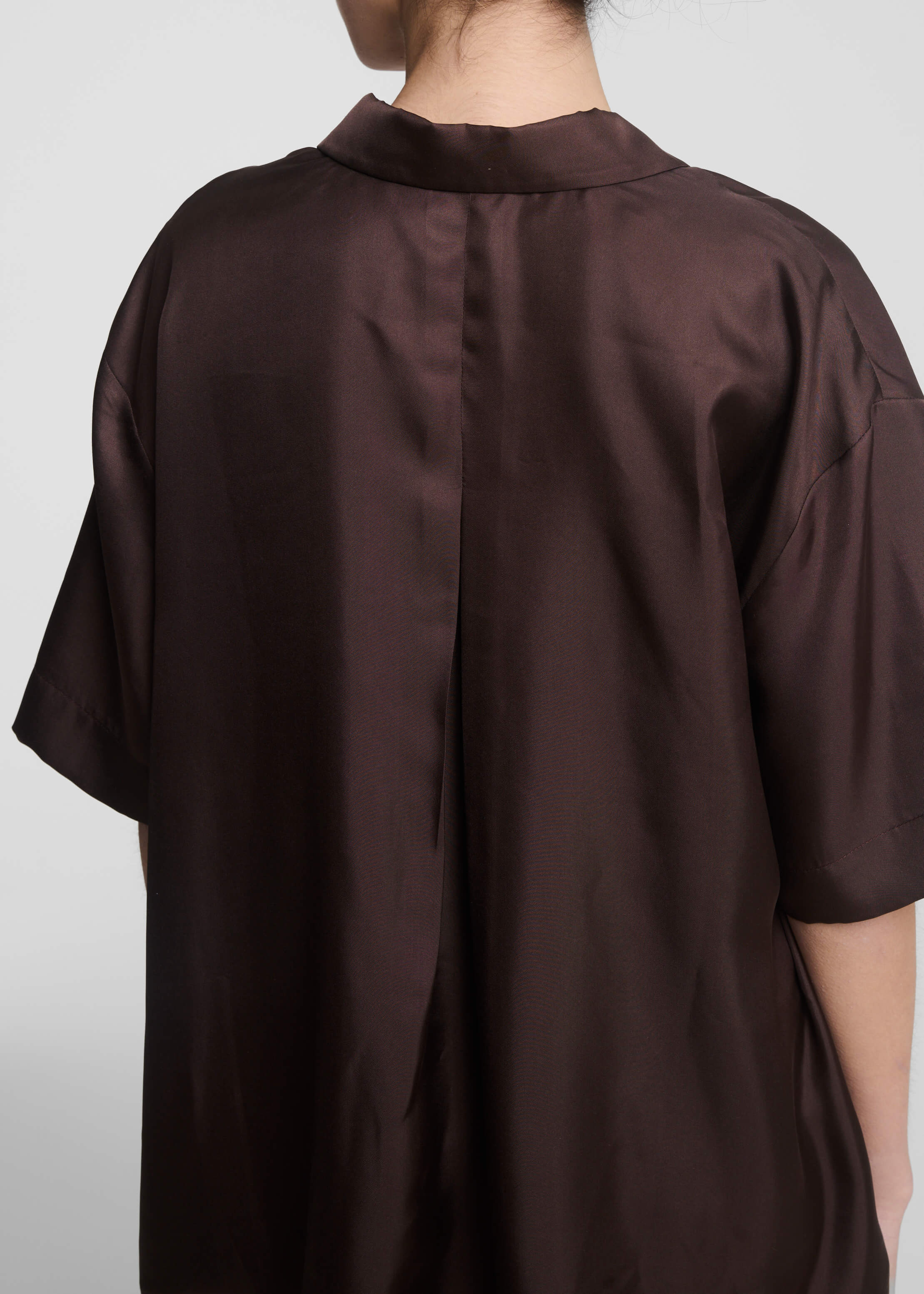Short Sleeve Shirt Espresso Silk Twill
