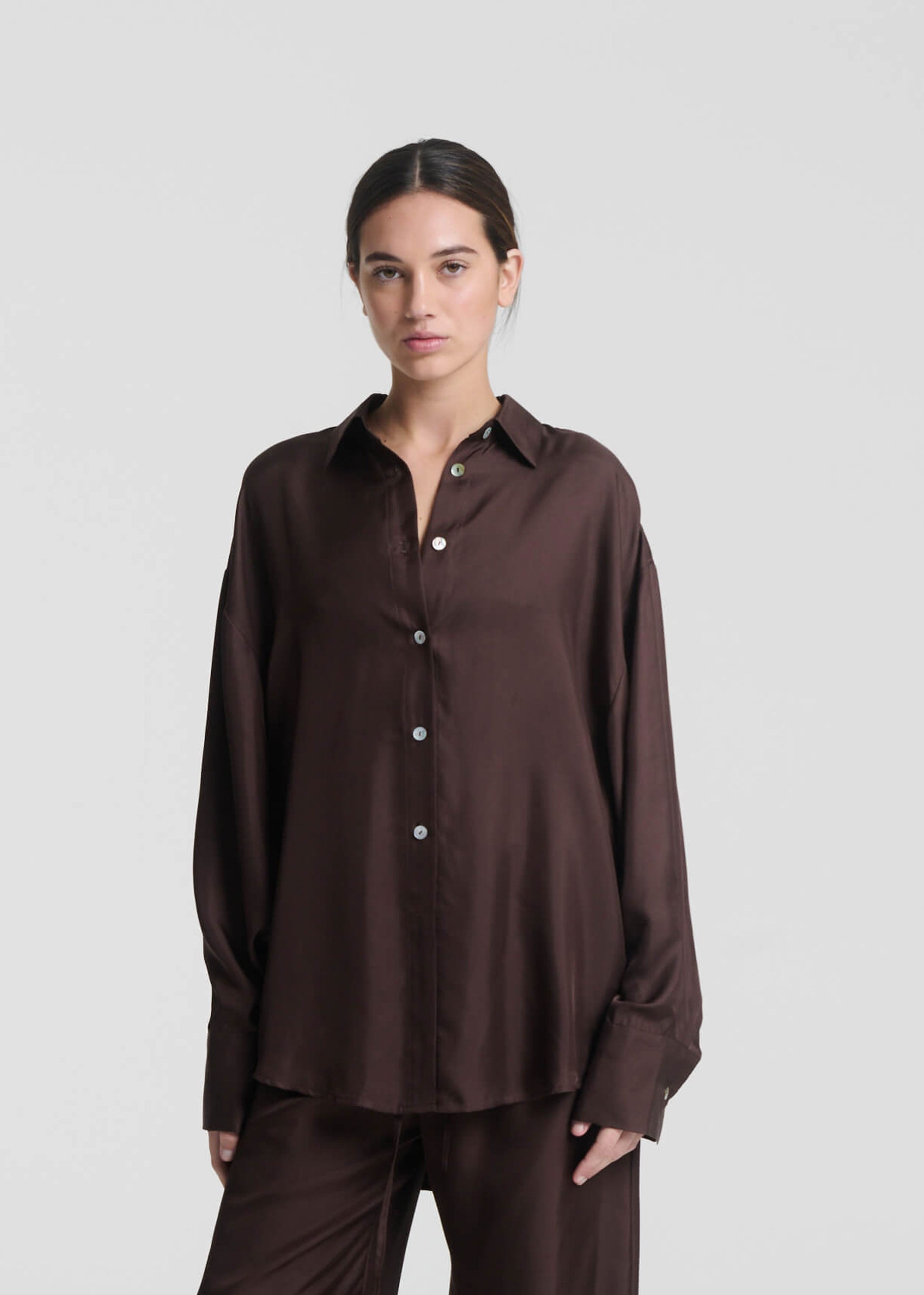 Georgia Shirt Espresso Silk Twill