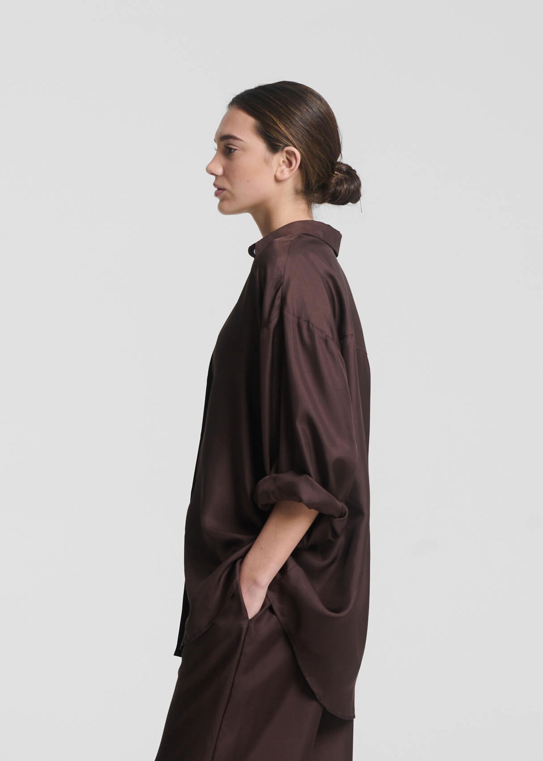 Georgia Shirt Espresso Silk Twill