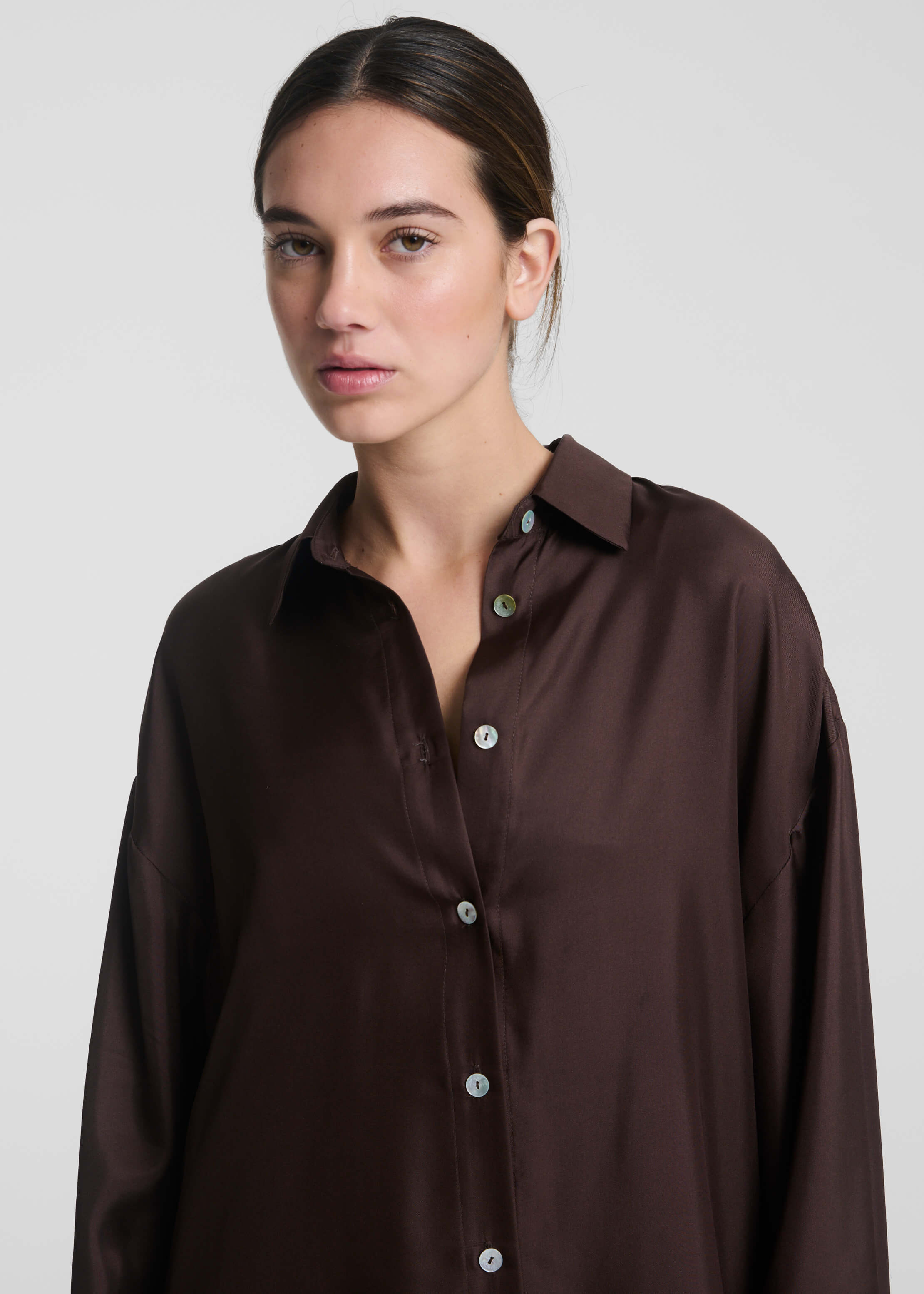 Georgia Shirt Espresso Silk Twill