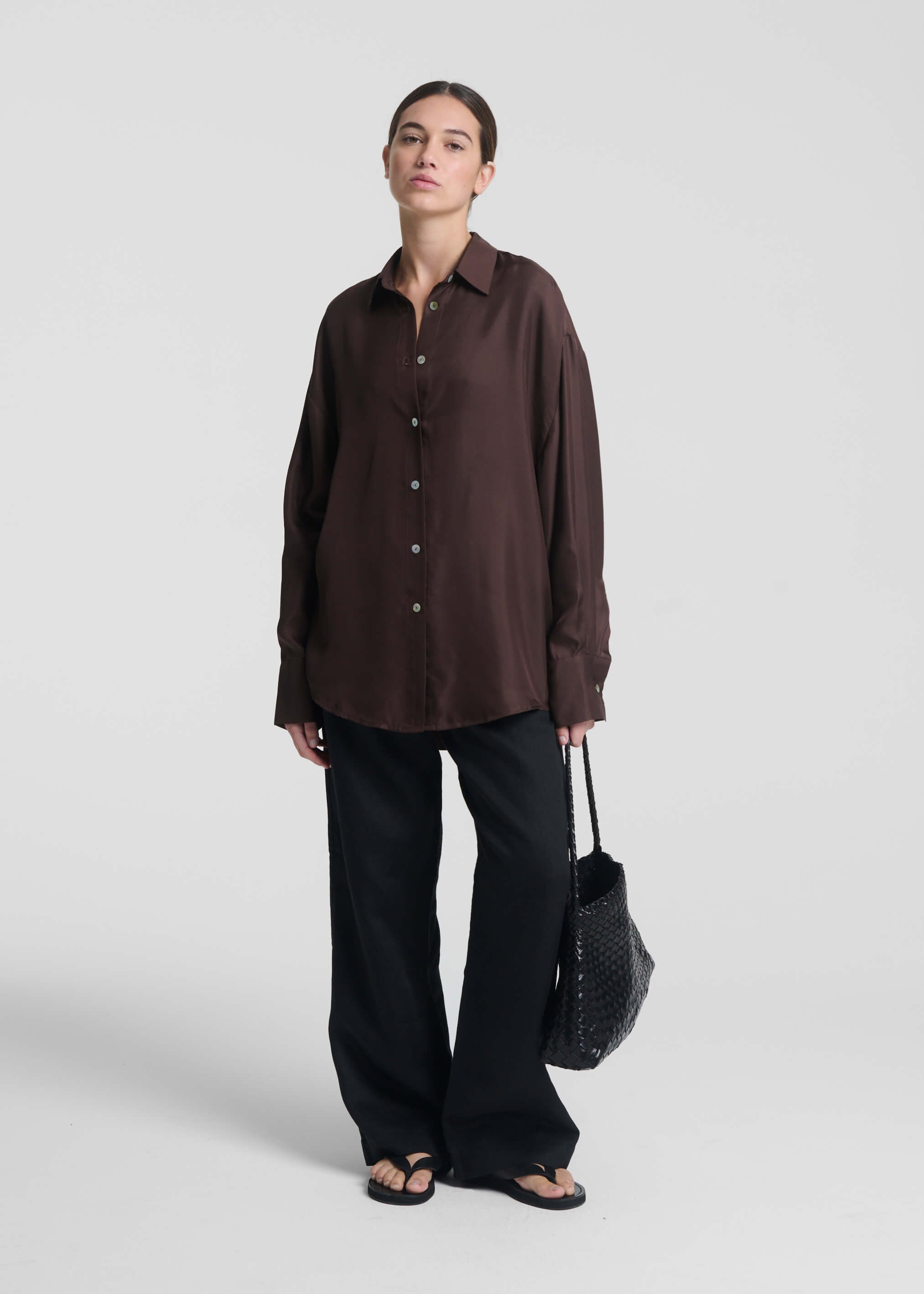 Georgia Shirt Espresso Silk Twill