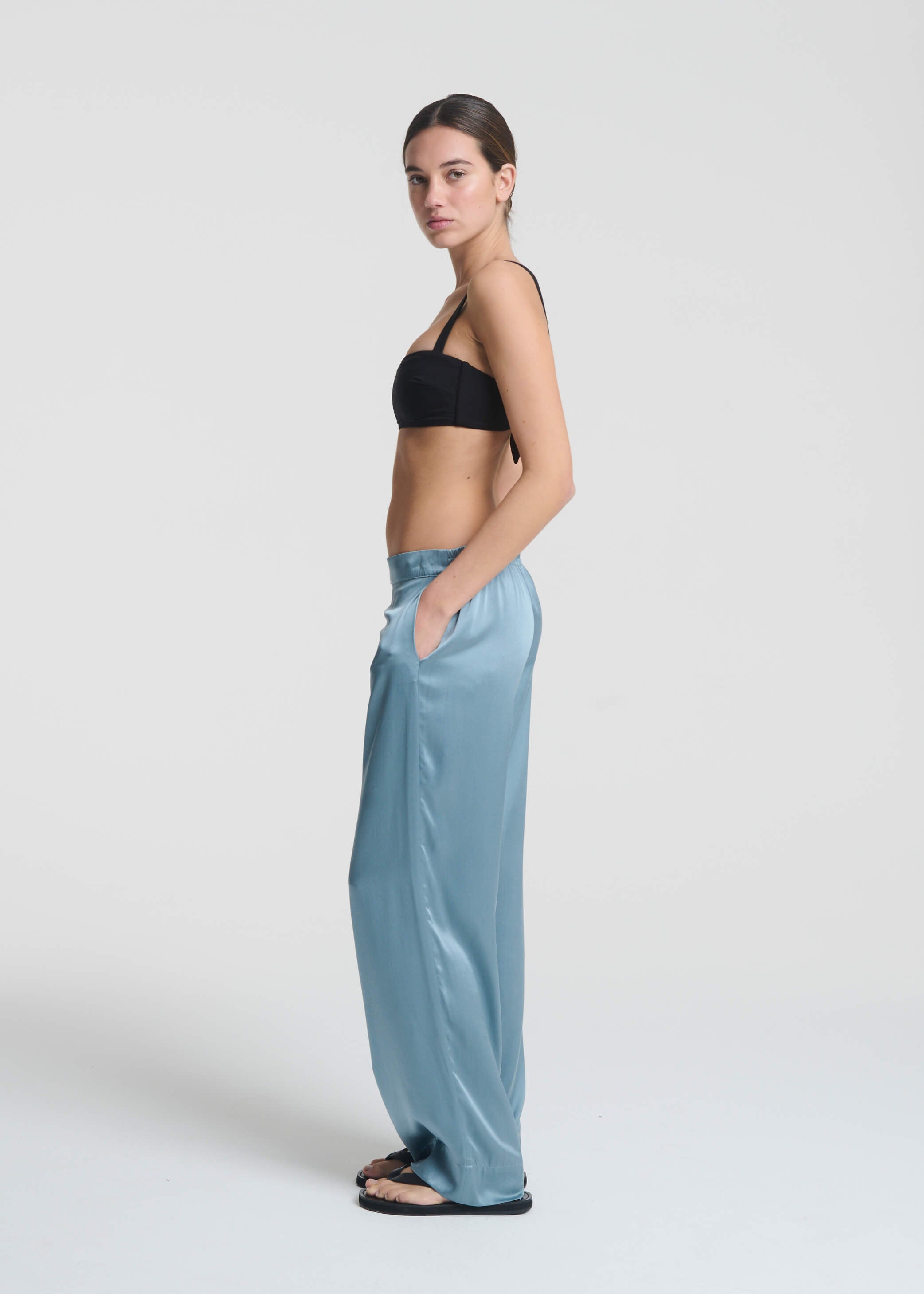 London Trouser Dust Blue Silk