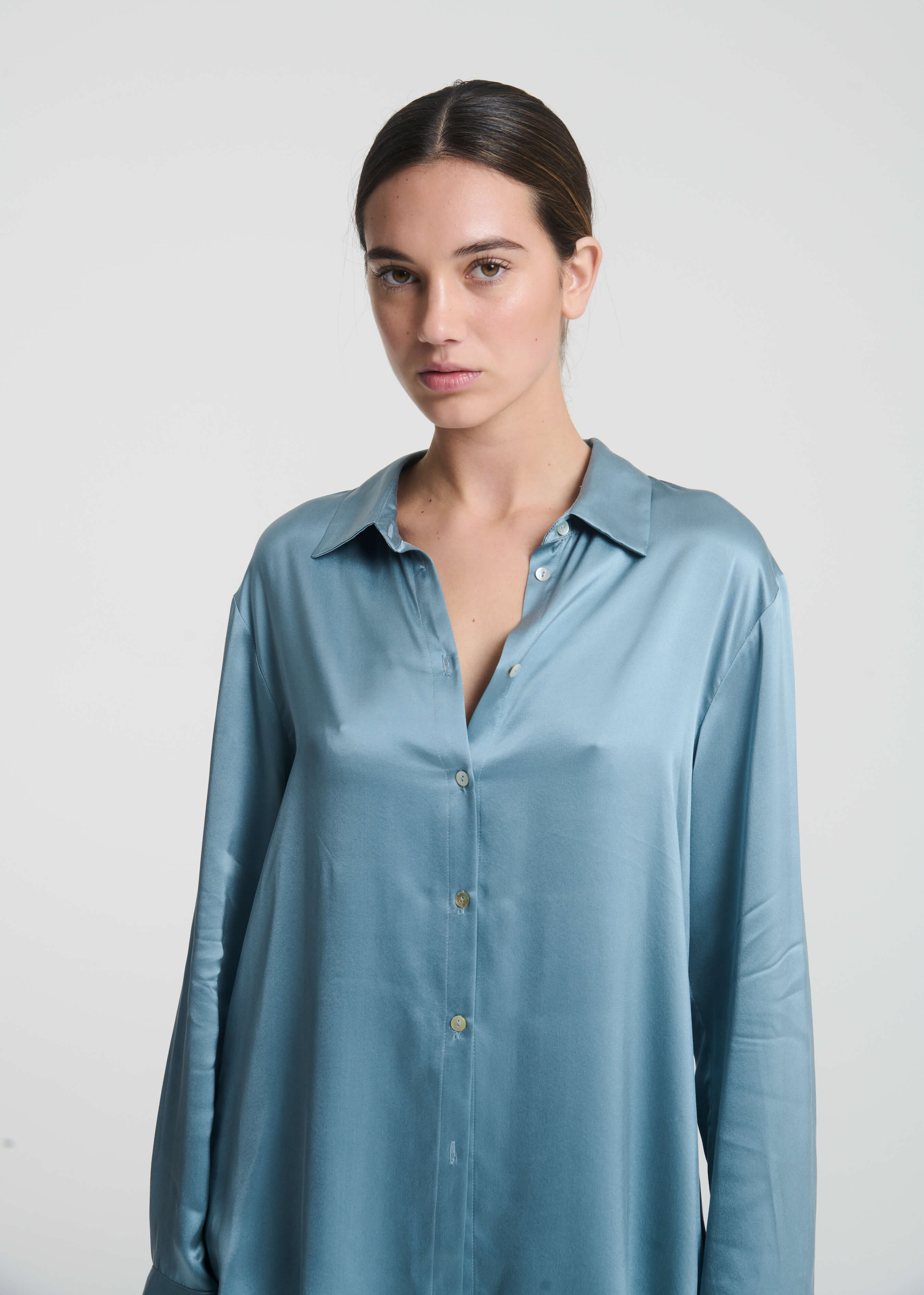 London Shirt Dust Blue Silk