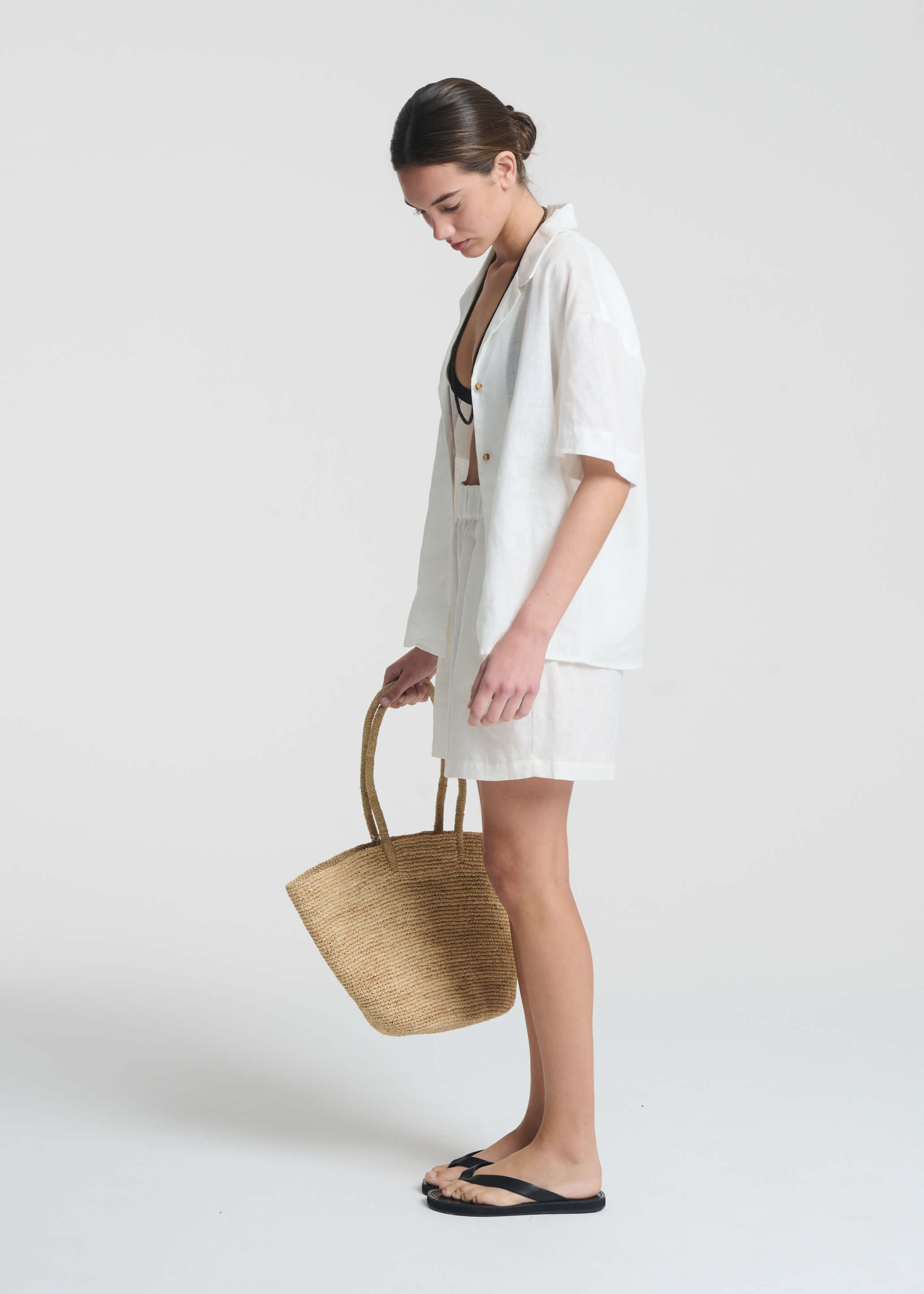 Prague Lemon Linen Shirt | Short Sleeve Cream Linen Shirt