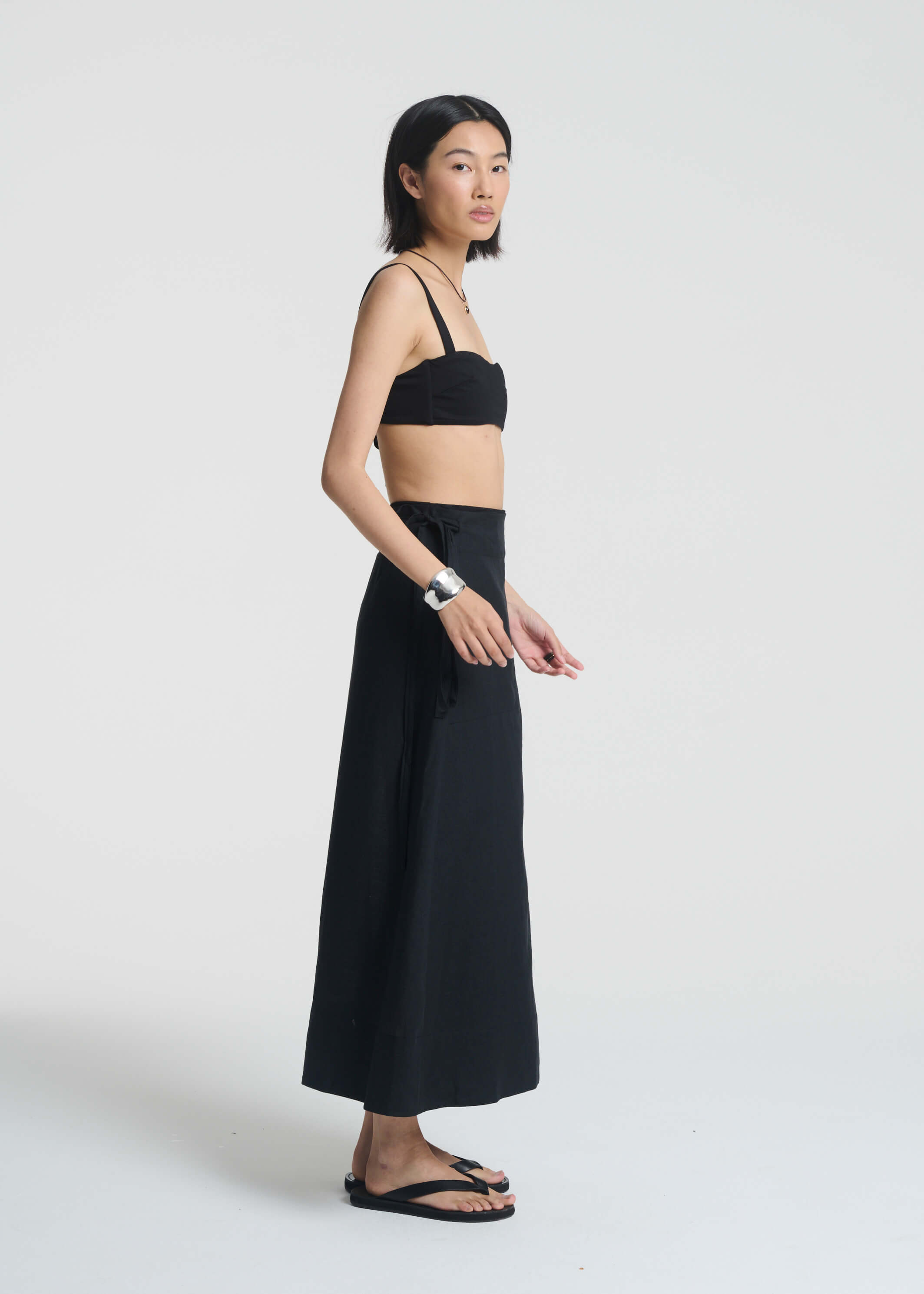 Amalfi Skirt Black Organic Linen