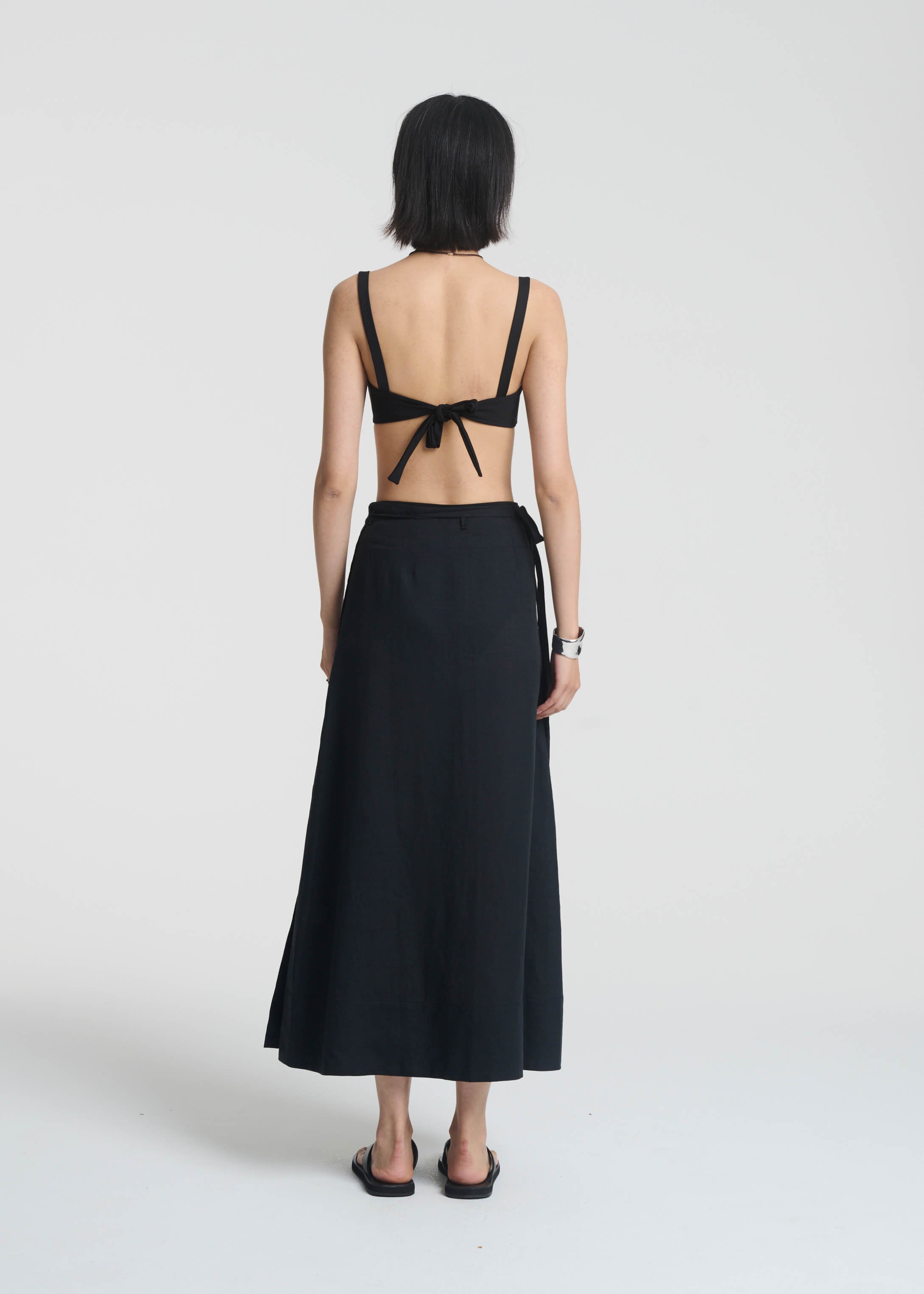 Amalfi Skirt Black Organic Linen