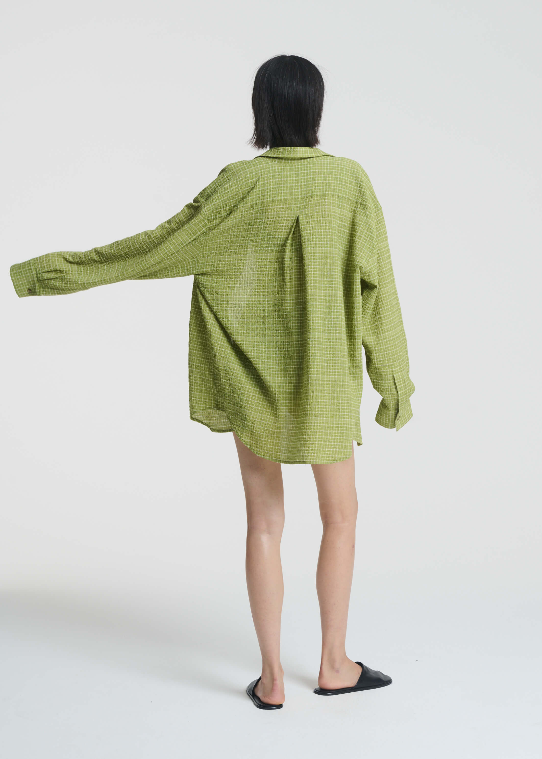 New York Shirt Pistachio Green Check Textured Cotton