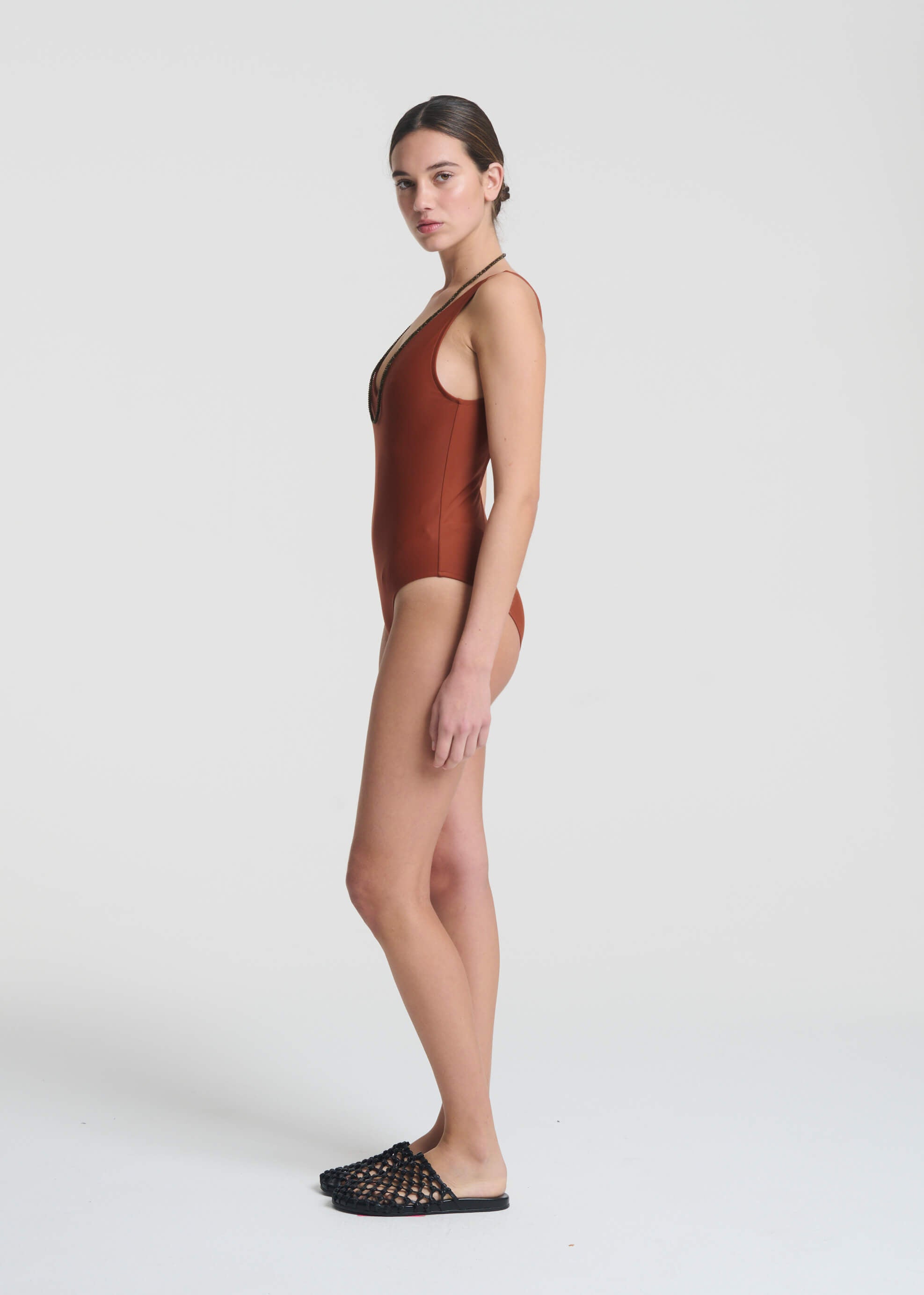 Comporta V-Neck Swimsuit Copper
